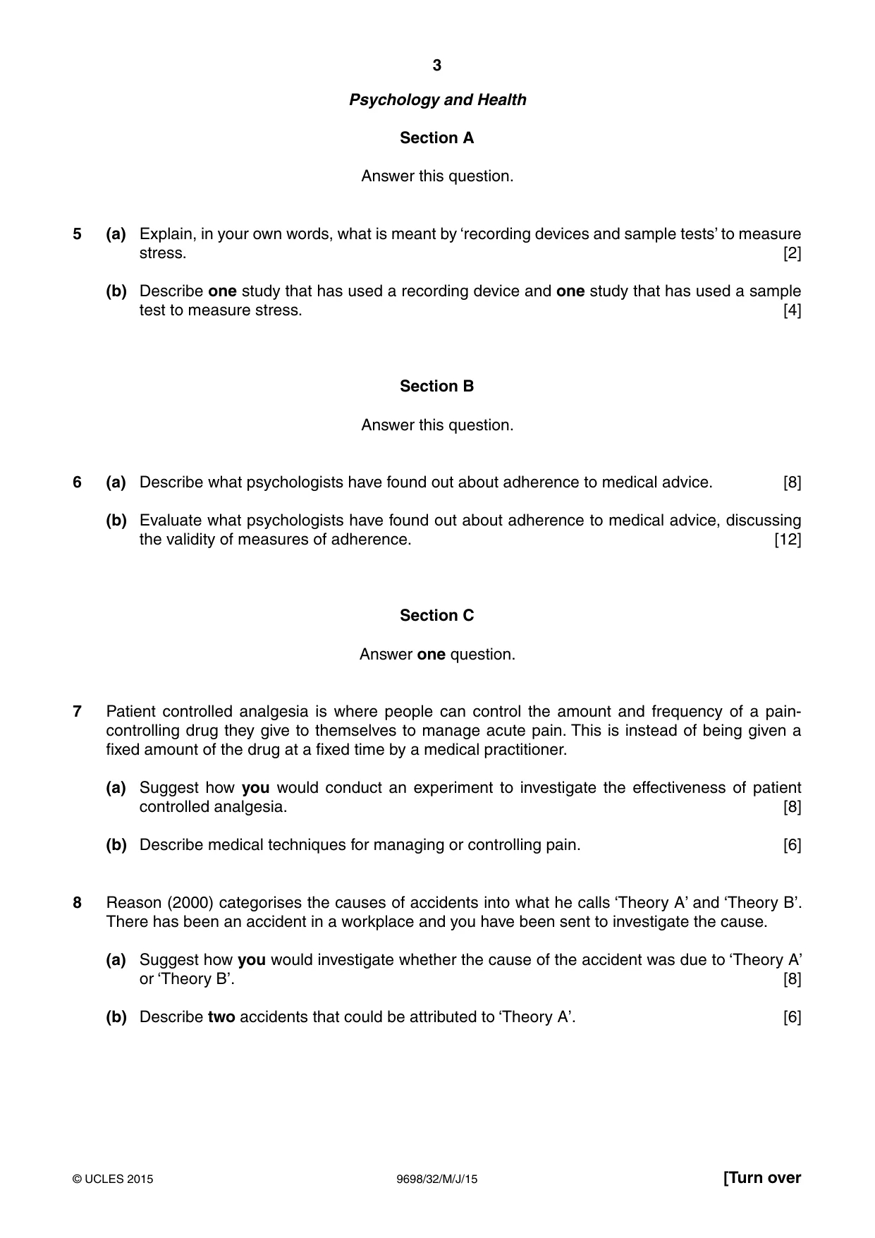 Cambridge A Level Psychology 9698 2015 May/June Paper 3 · Variant 2 question paper, page 3 of 8