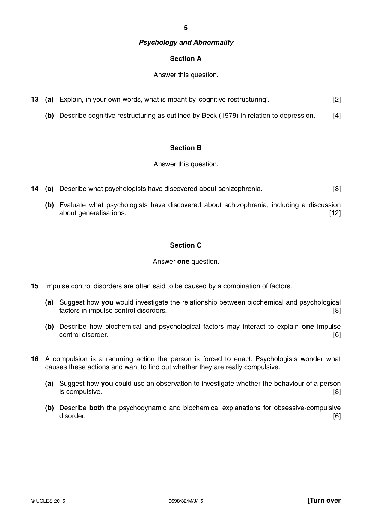 Cambridge A Level Psychology 9698 2015 May/June Paper 3 · Variant 2 question paper, page 5 of 8