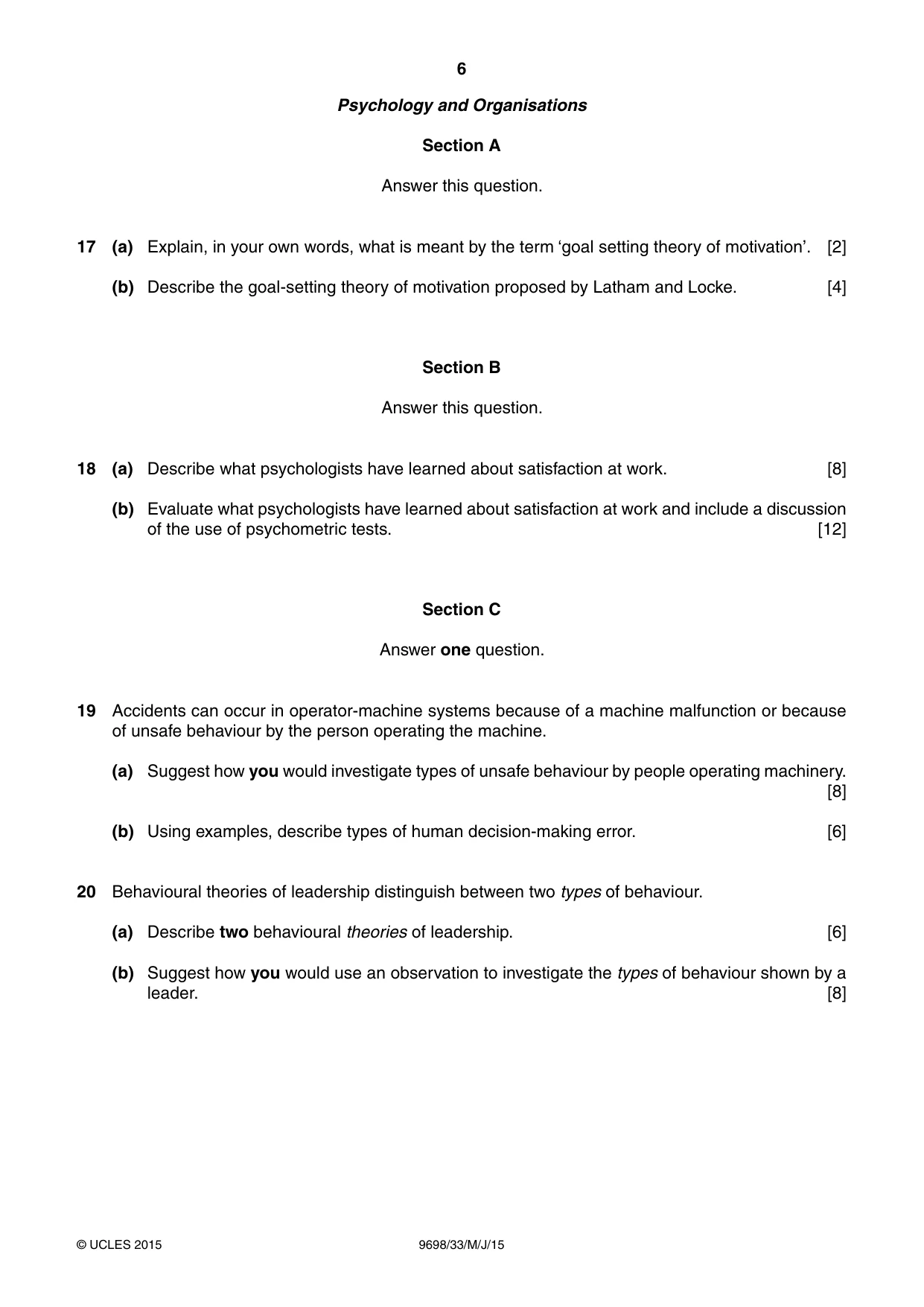 Cambridge A Level Psychology 9698 2015 May/June Paper 3 · Variant 3 question paper, page 6 of 8