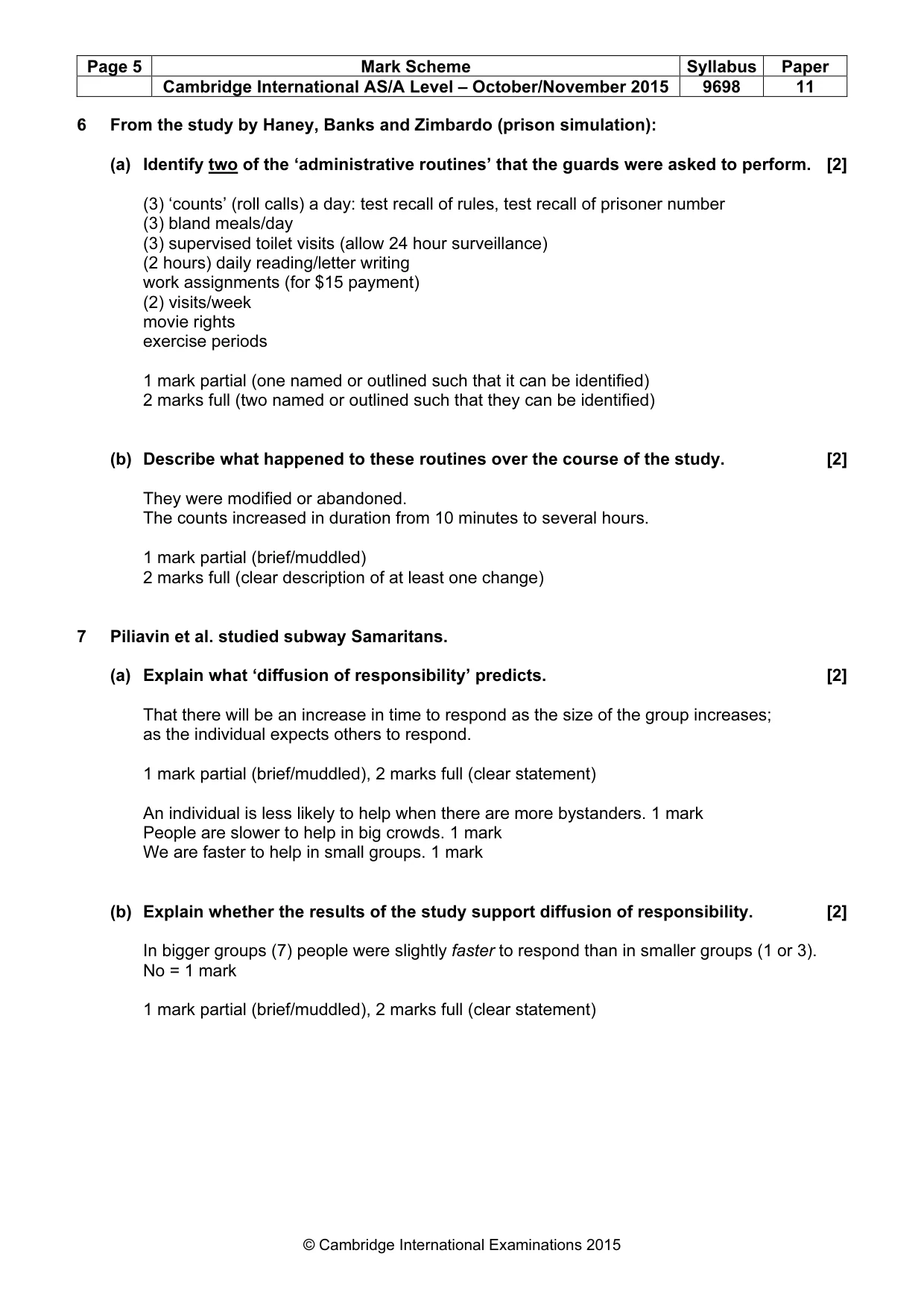 Mark scheme, page 5 of 13