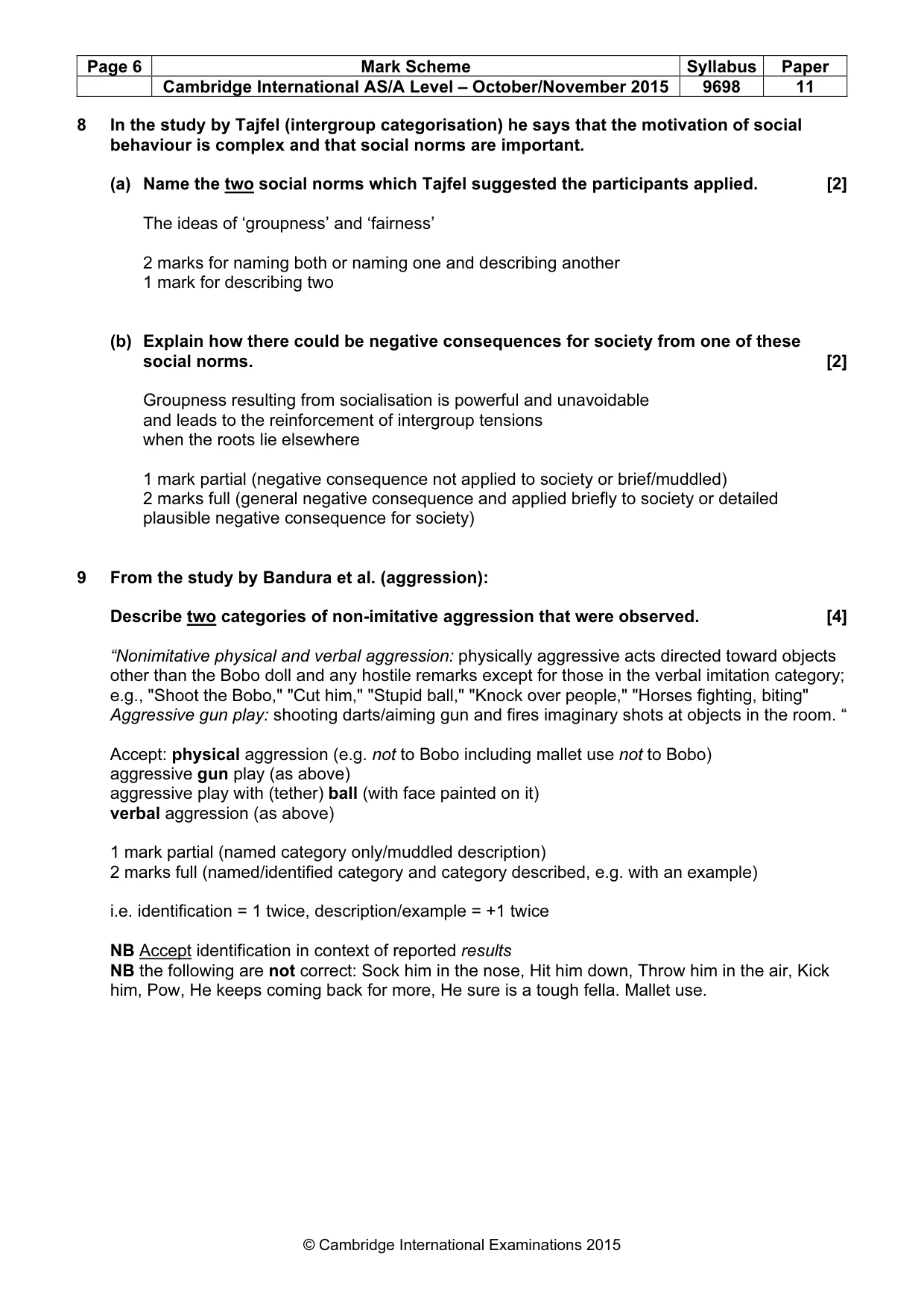 Mark scheme, page 6 of 13