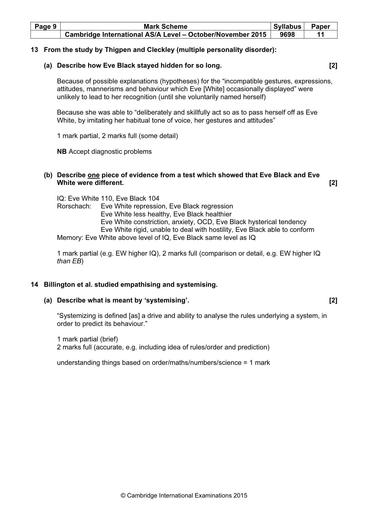 Mark scheme, page 9 of 13
