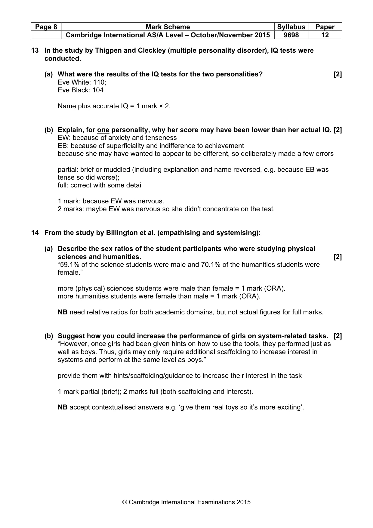 Mark scheme, page 8 of 13