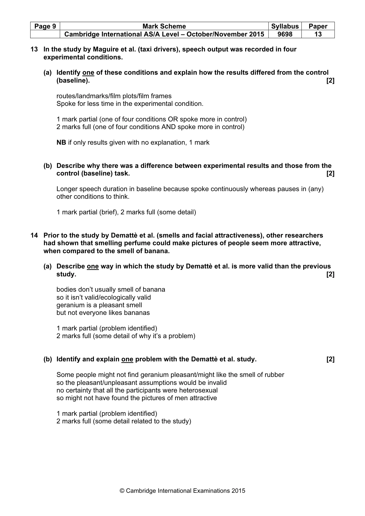 Mark scheme, page 9 of 14