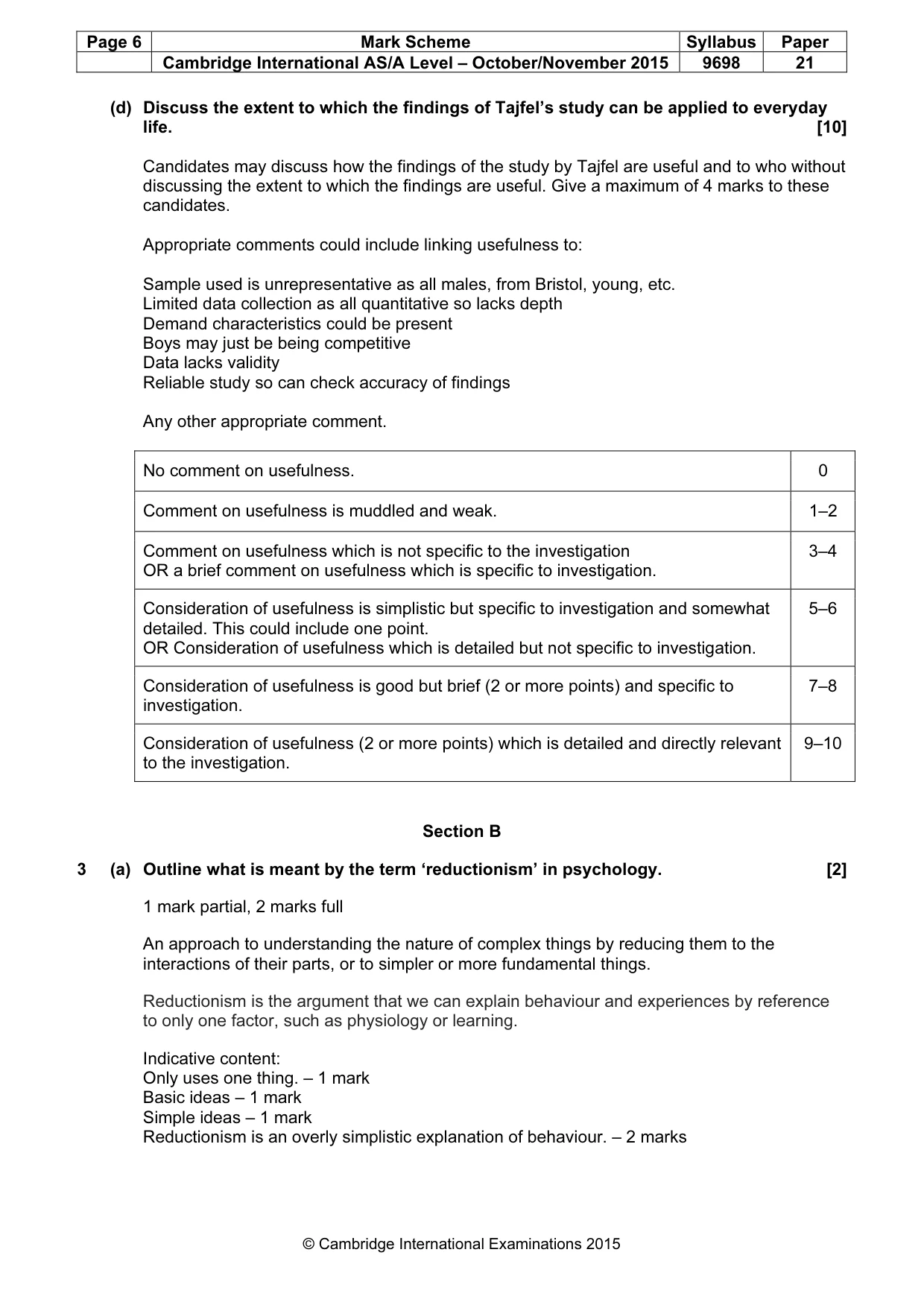 Mark scheme, page 6 of 10