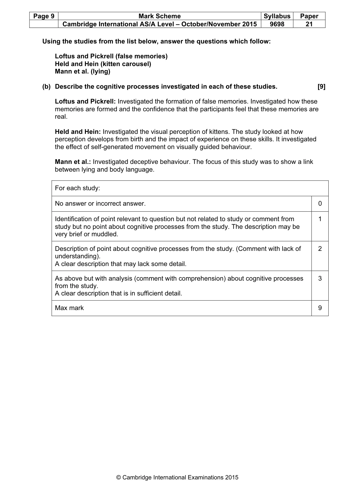 Mark scheme, page 9 of 10