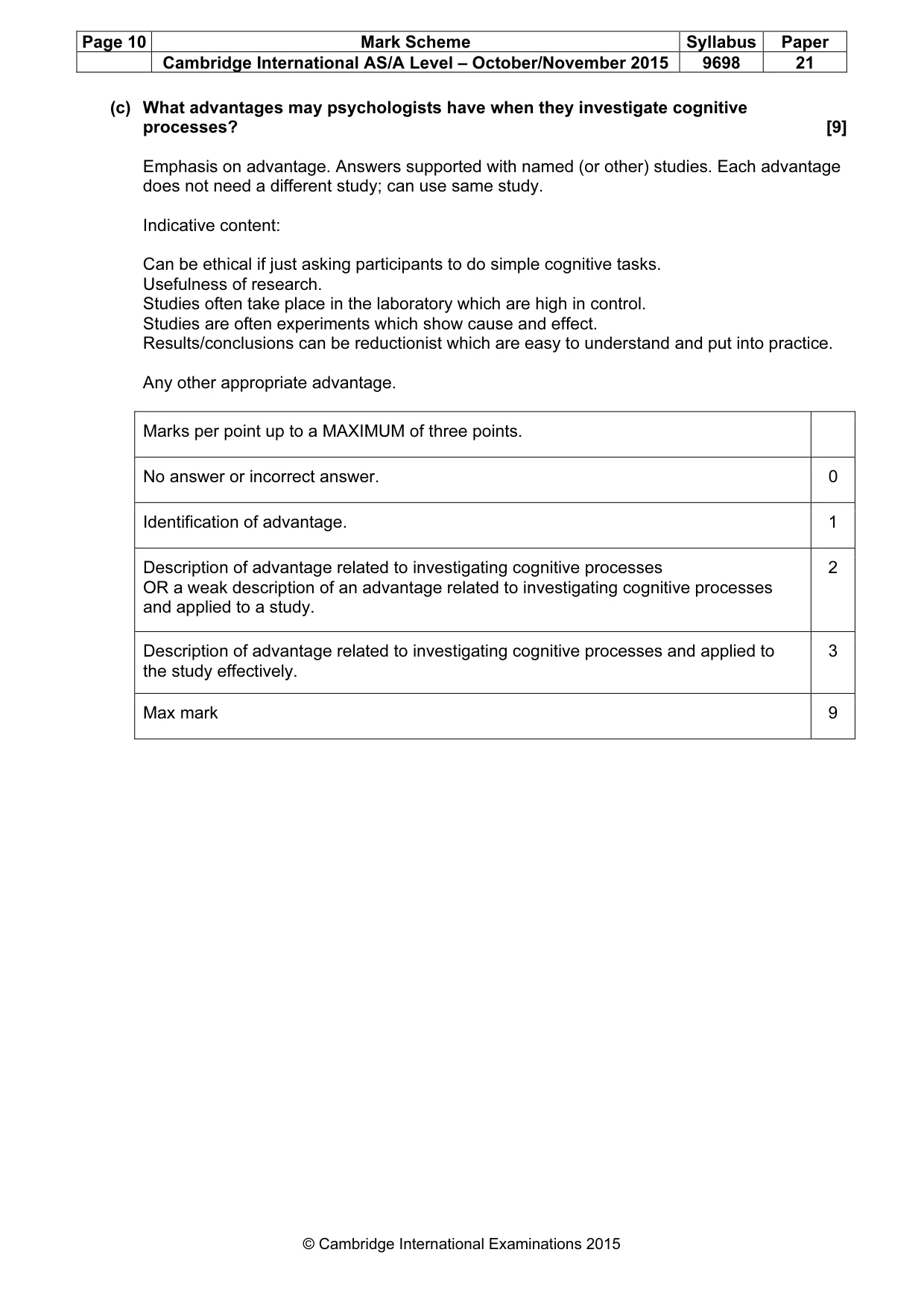 Mark scheme, page 10 of 10