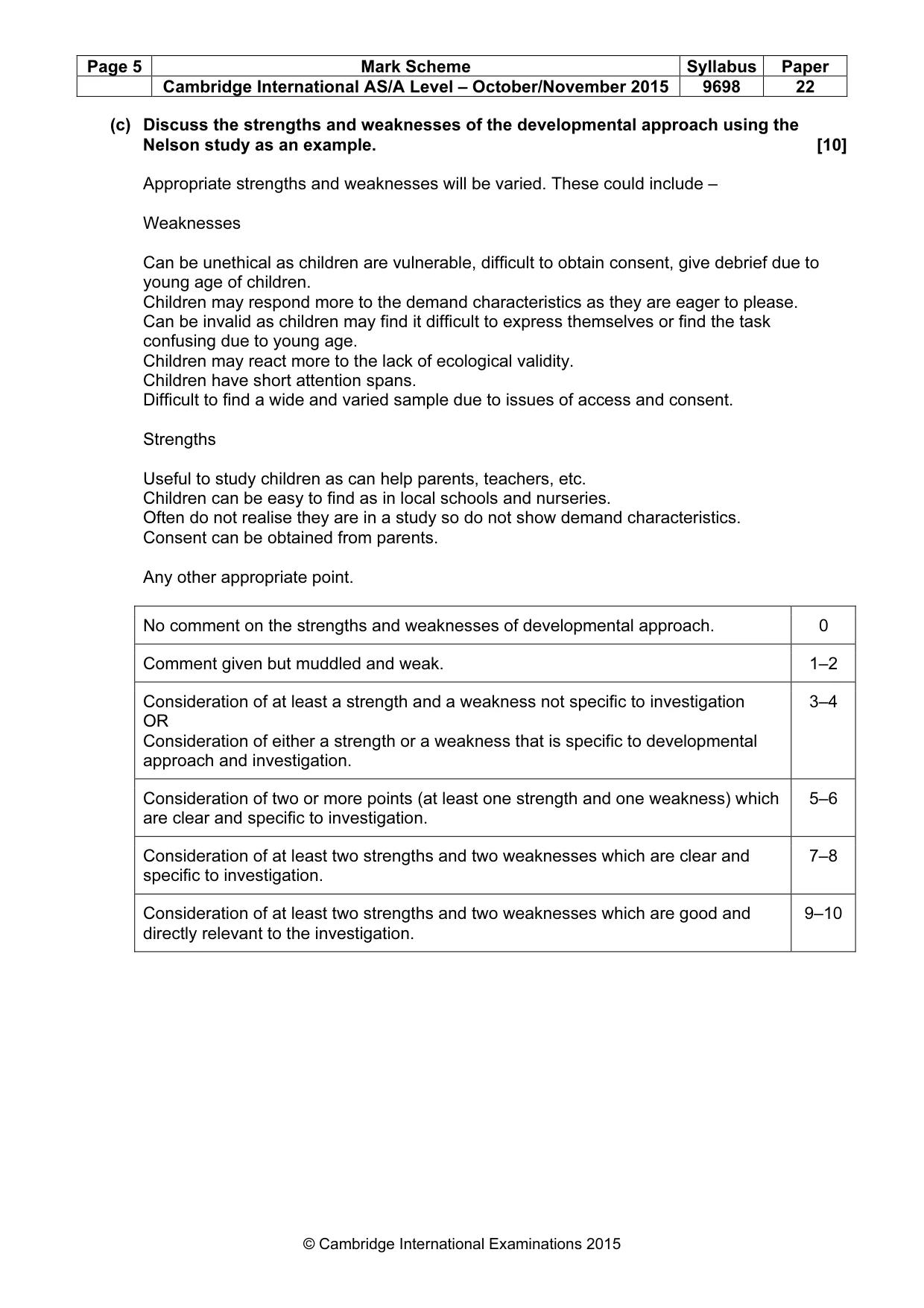 Mark scheme, page 5 of 10