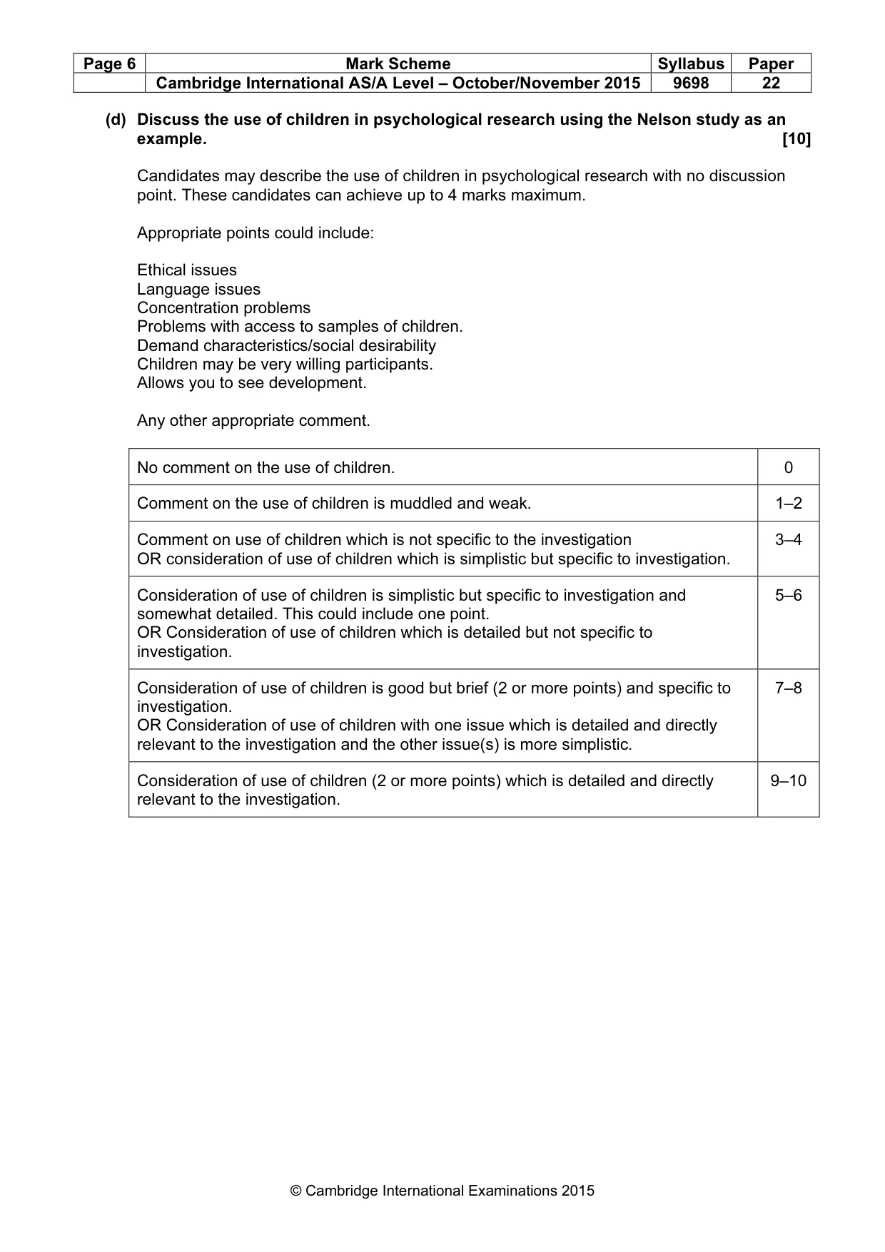 Mark scheme, page 6 of 10