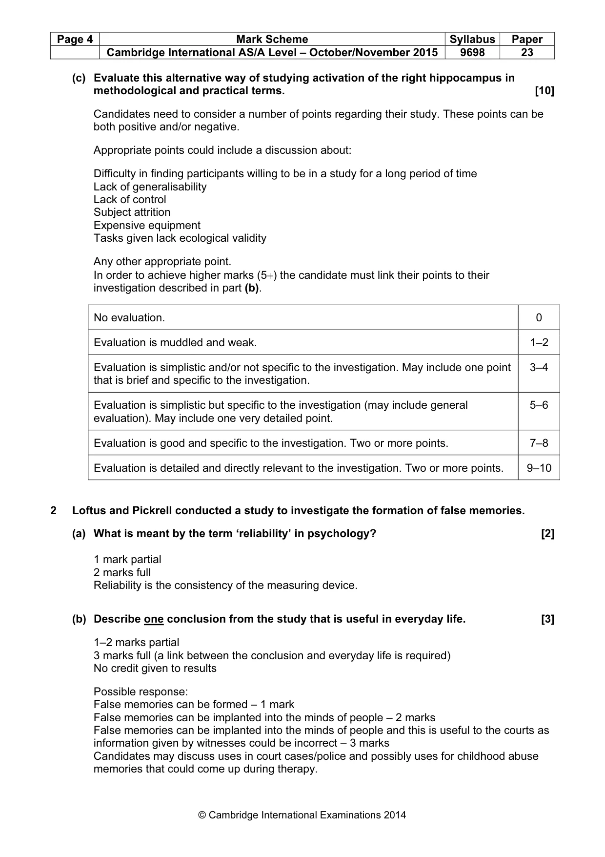 Mark scheme, page 4 of 10