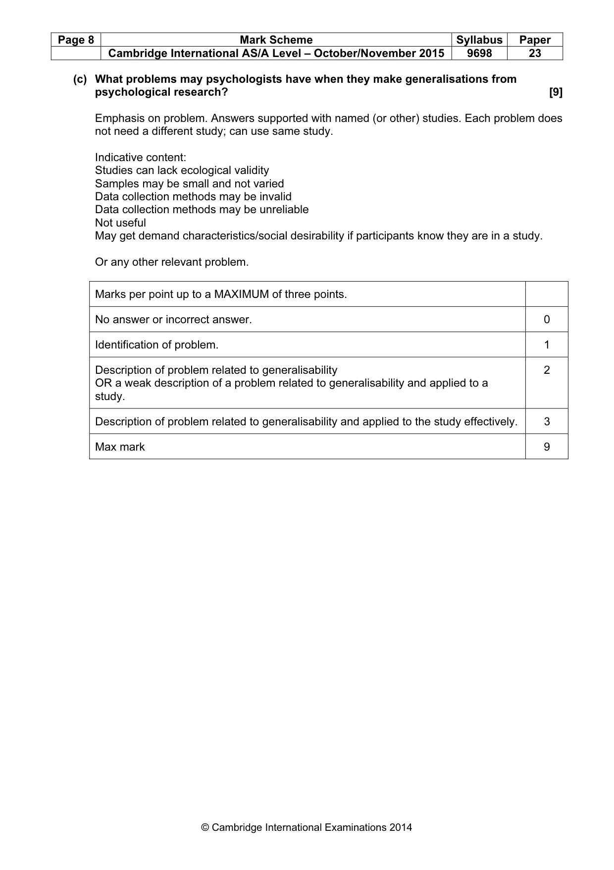 Mark scheme, page 8 of 10