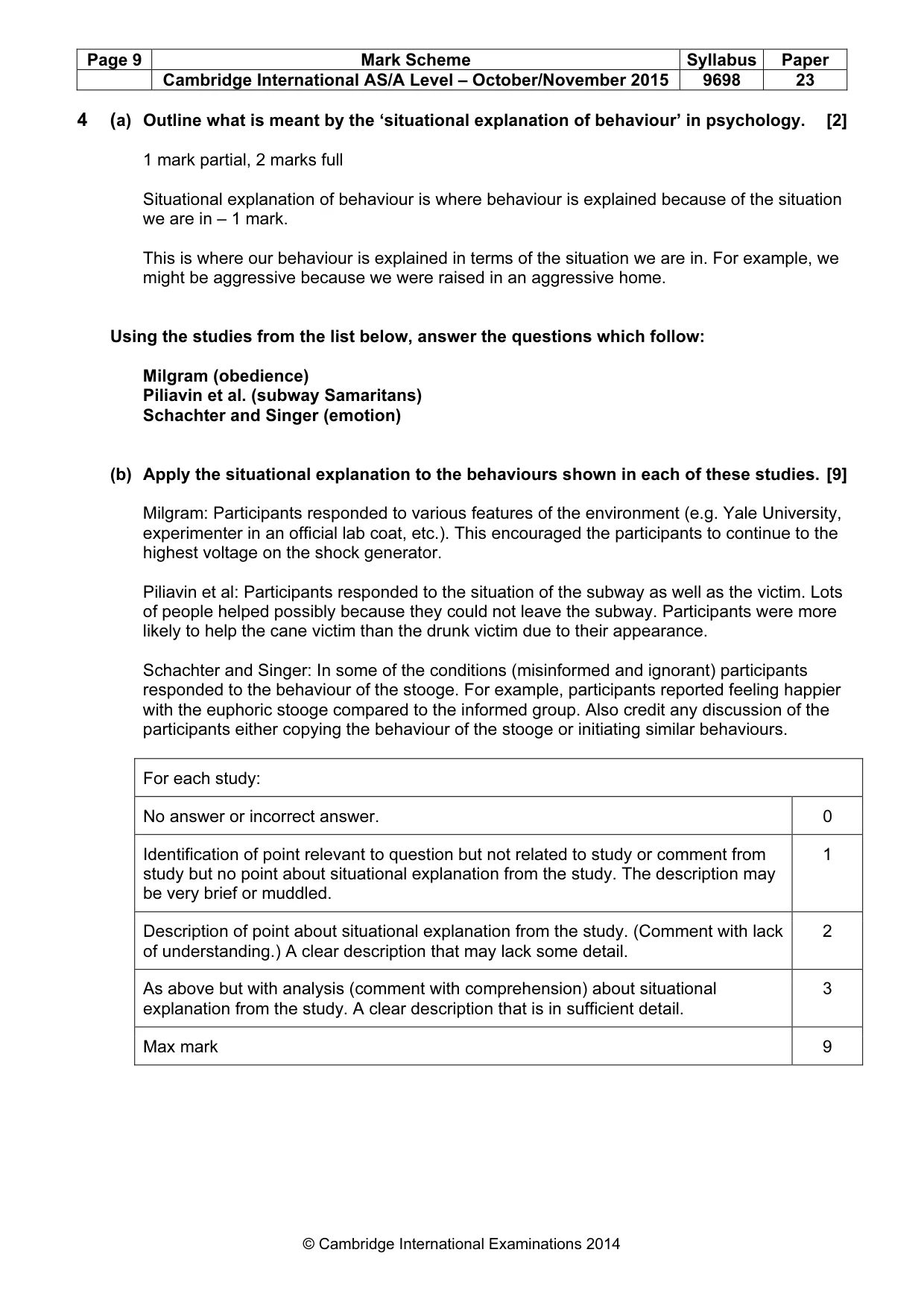 Mark scheme, page 9 of 10