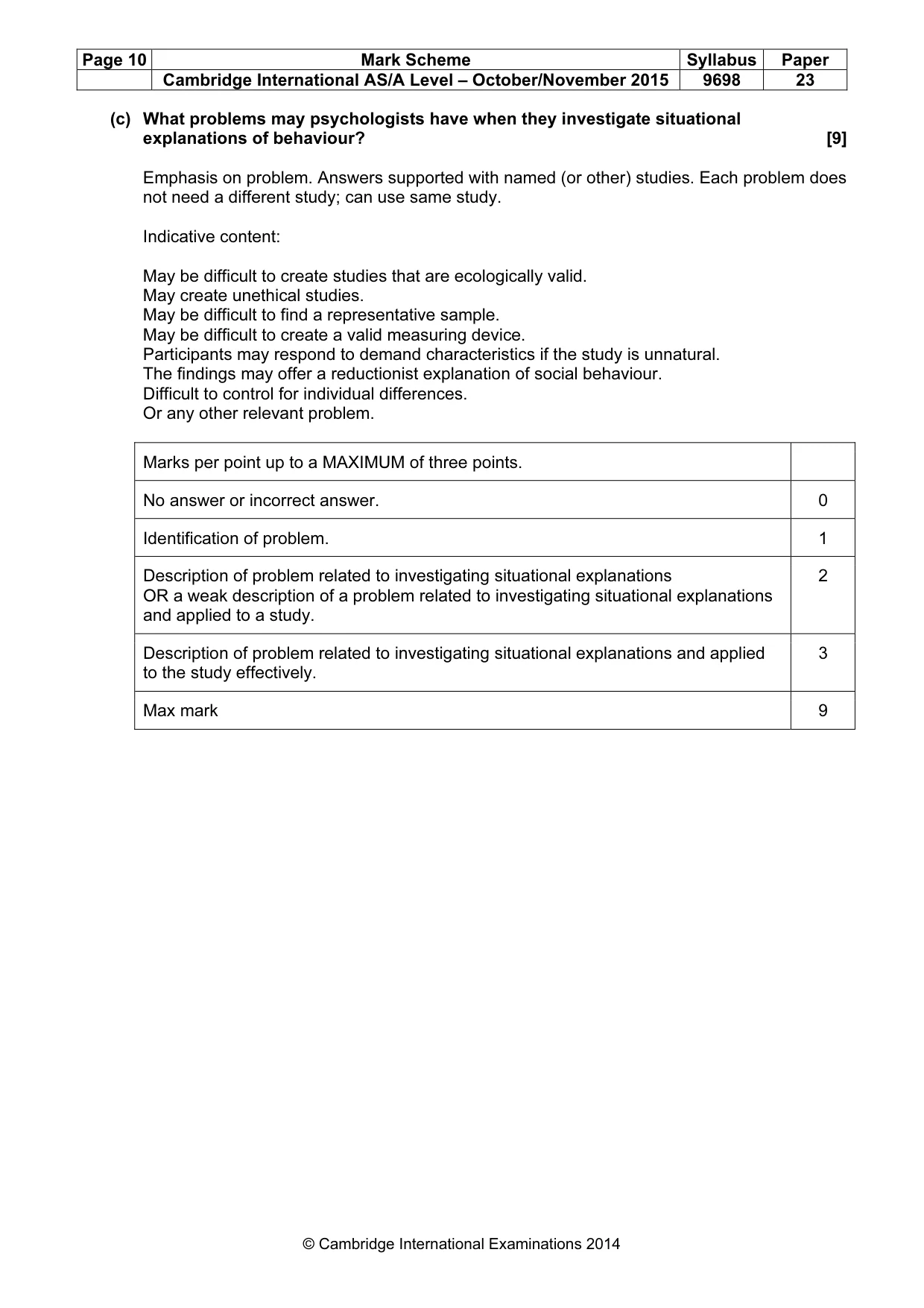 Mark scheme, page 10 of 10