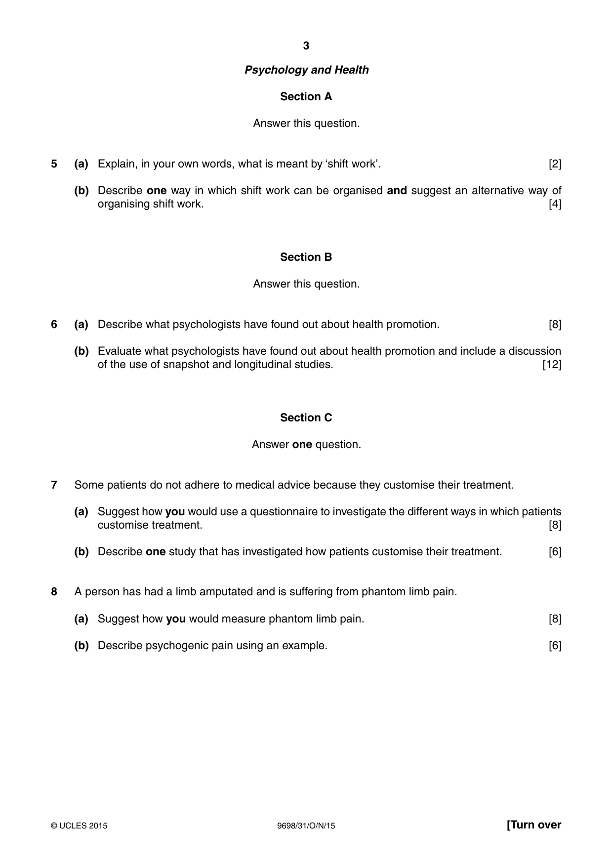 Cambridge A Level Psychology 9698 2015 Oct/Nov Paper 3 · Variant 1 question paper, page 3 of 8