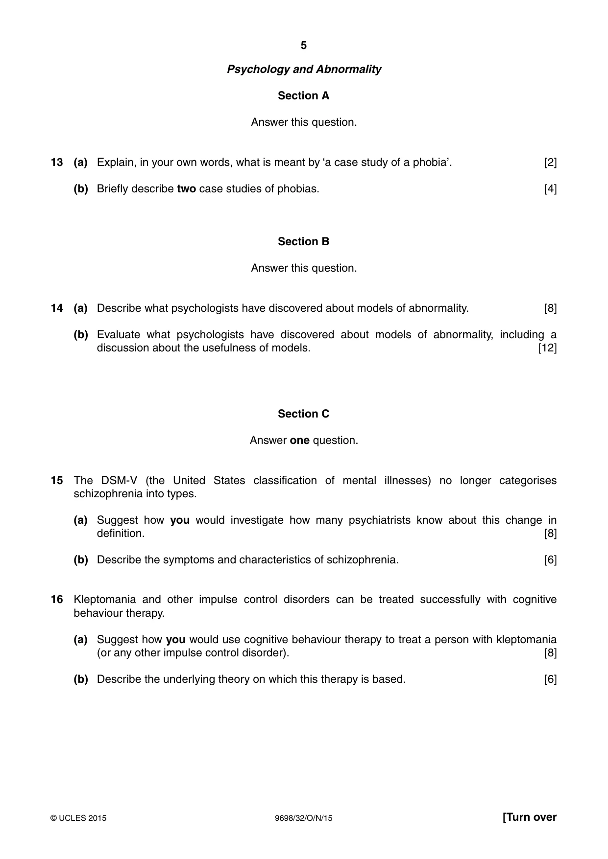 Cambridge A Level Psychology 9698 2015 Oct/Nov Paper 3 · Variant 2 question paper, page 5 of 8