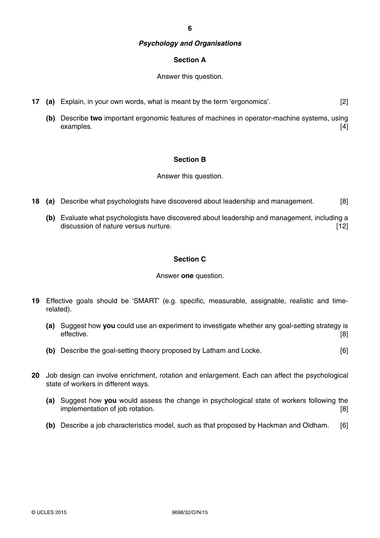 Cambridge A Level Psychology 9698 2015 Oct/Nov Paper 3 · Variant 2 question paper, page 6 of 8
