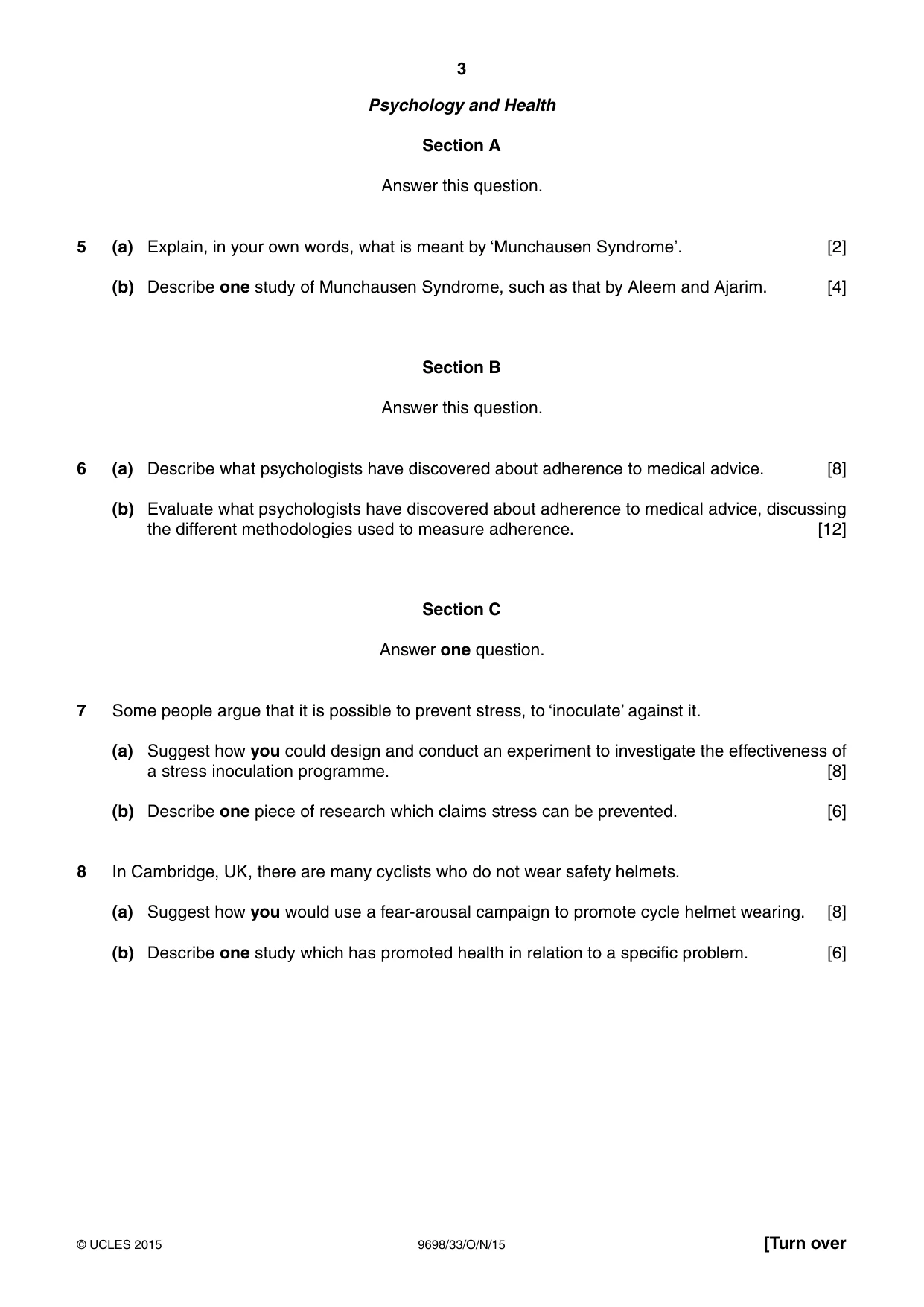 Cambridge A Level Psychology 9698 2015 Oct/Nov Paper 3 · Variant 3 question paper, page 3 of 8