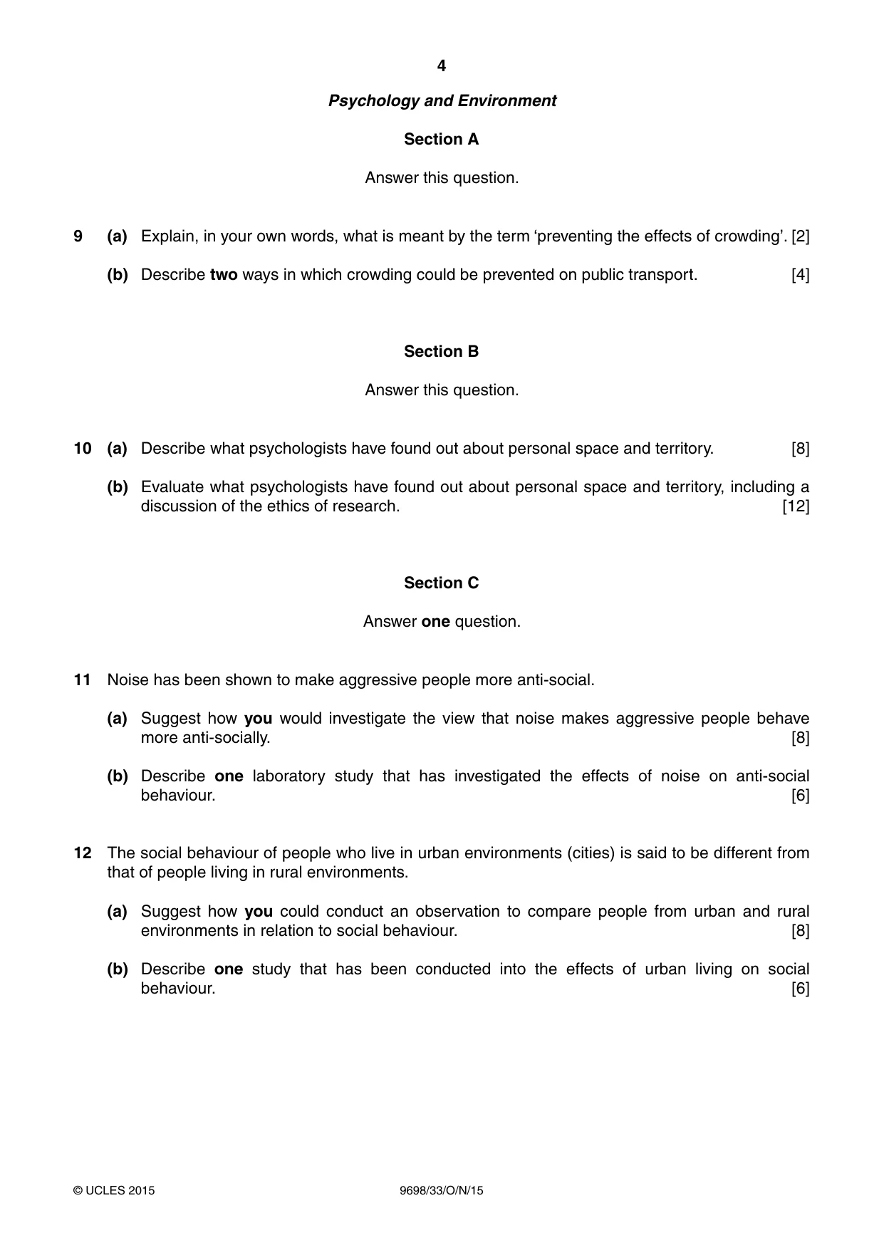 Cambridge A Level Psychology 9698 2015 Oct/Nov Paper 3 · Variant 3 question paper, page 4 of 8