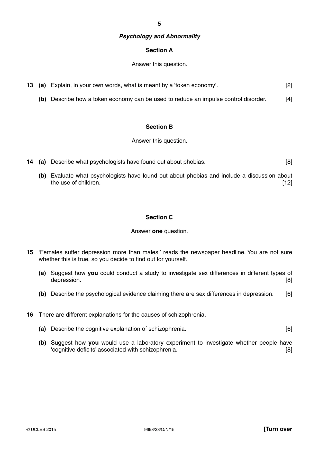 Cambridge A Level Psychology 9698 2015 Oct/Nov Paper 3 · Variant 3 question paper, page 5 of 8