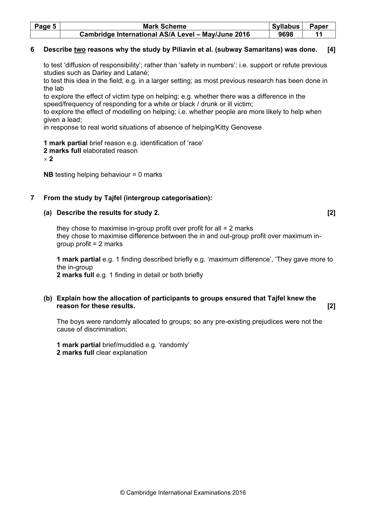 Mark scheme, page 5 of 13