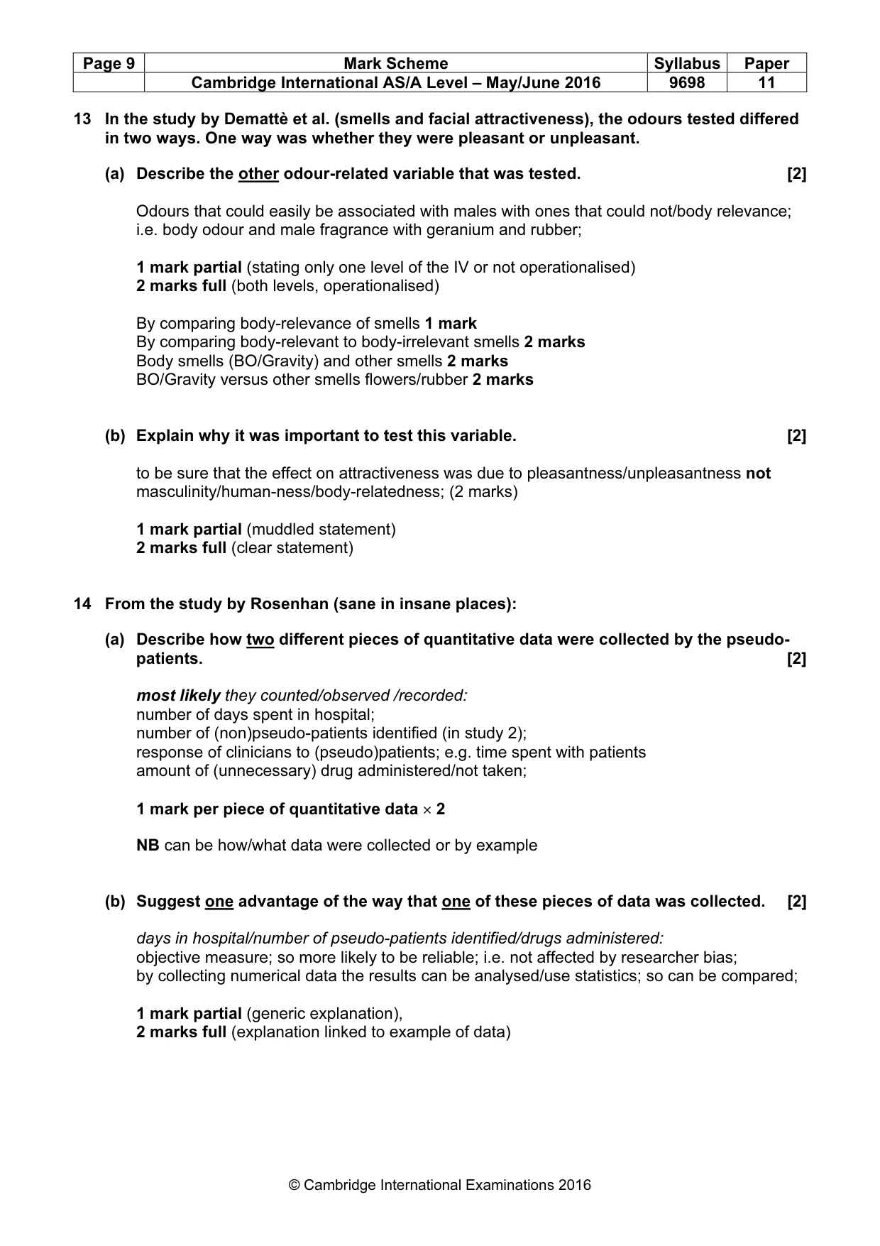 Mark scheme, page 9 of 13