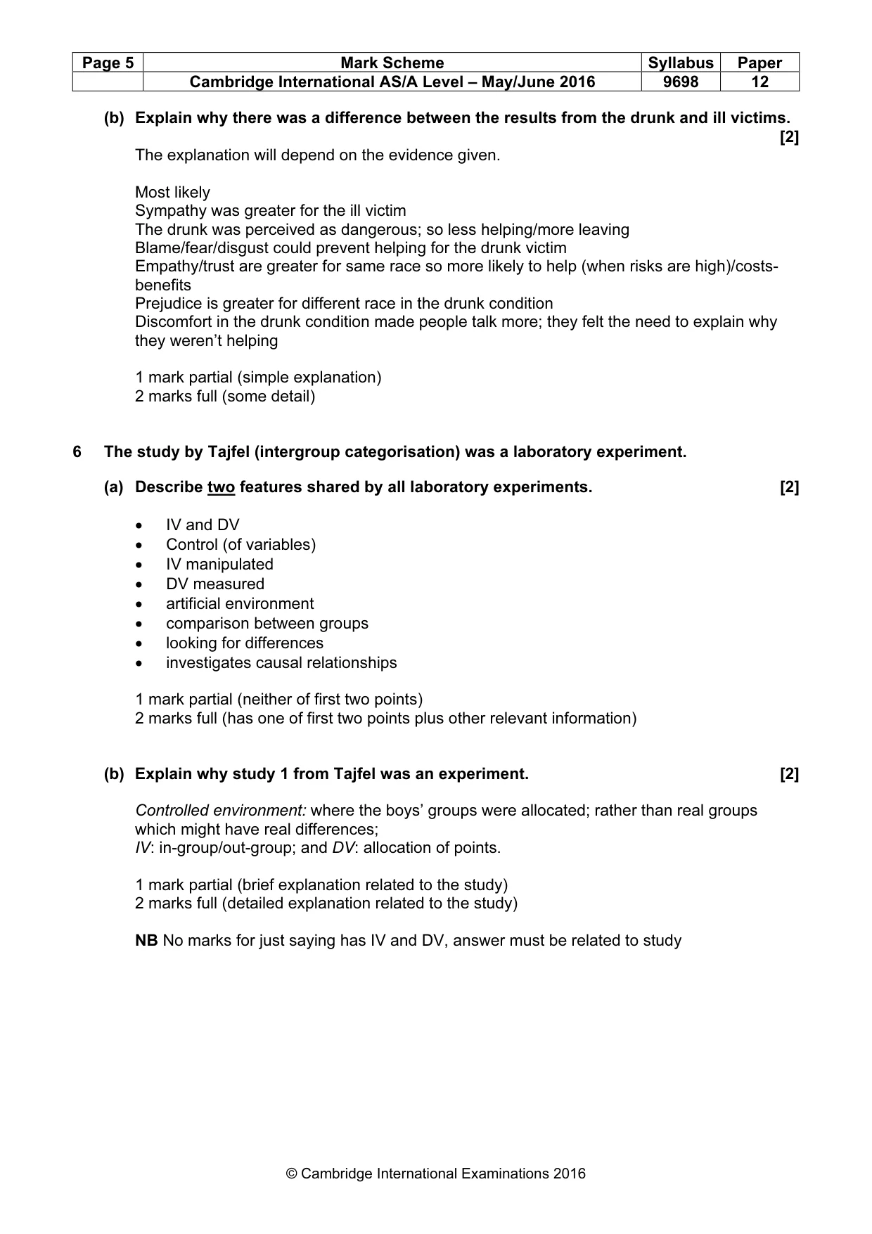 Mark scheme, page 5 of 14