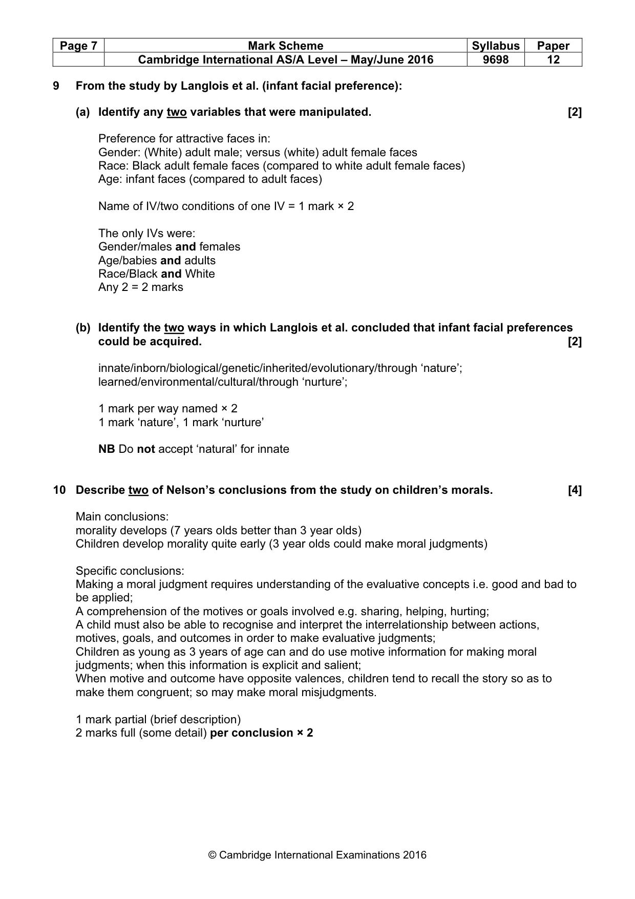 Mark scheme, page 7 of 14