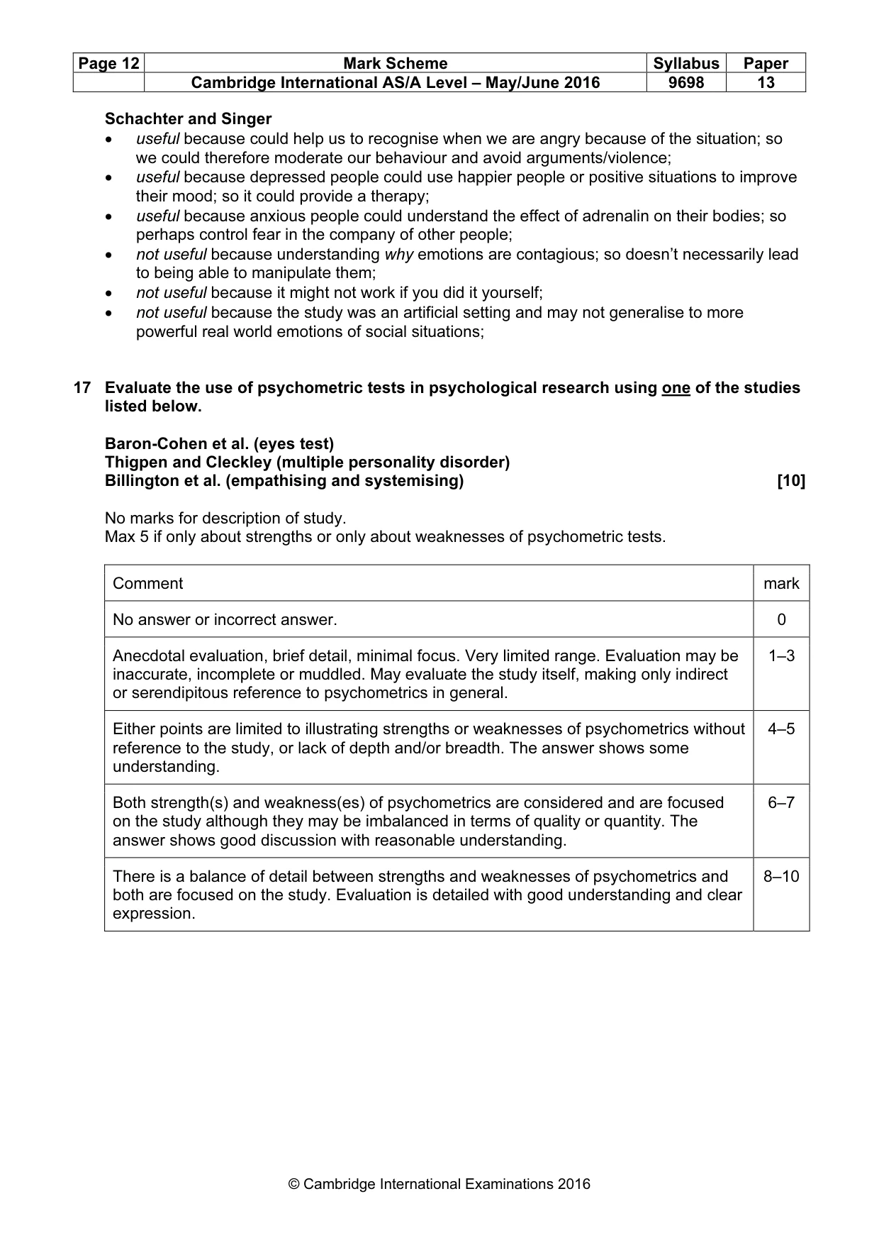 Mark scheme, page 12 of 13