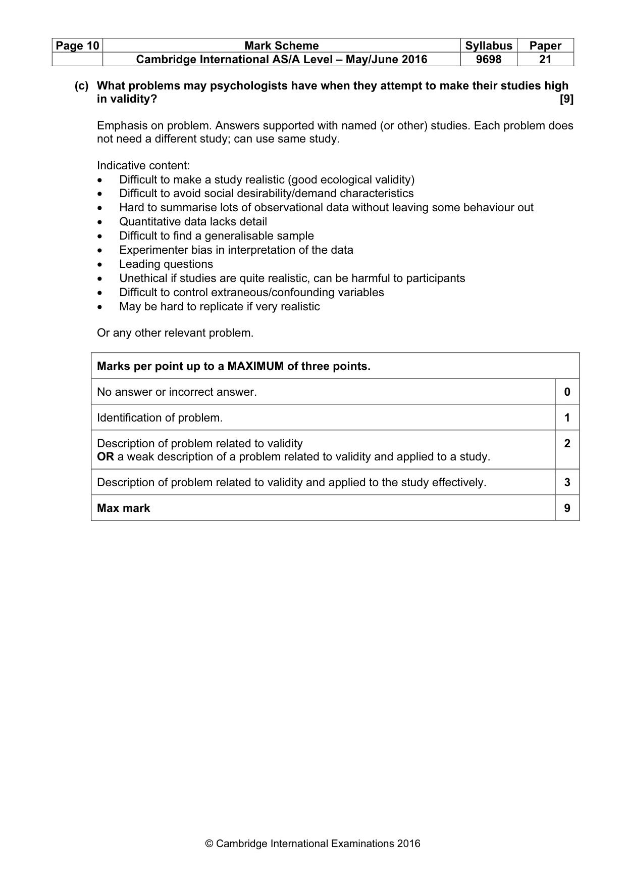 Mark scheme, page 10 of 10