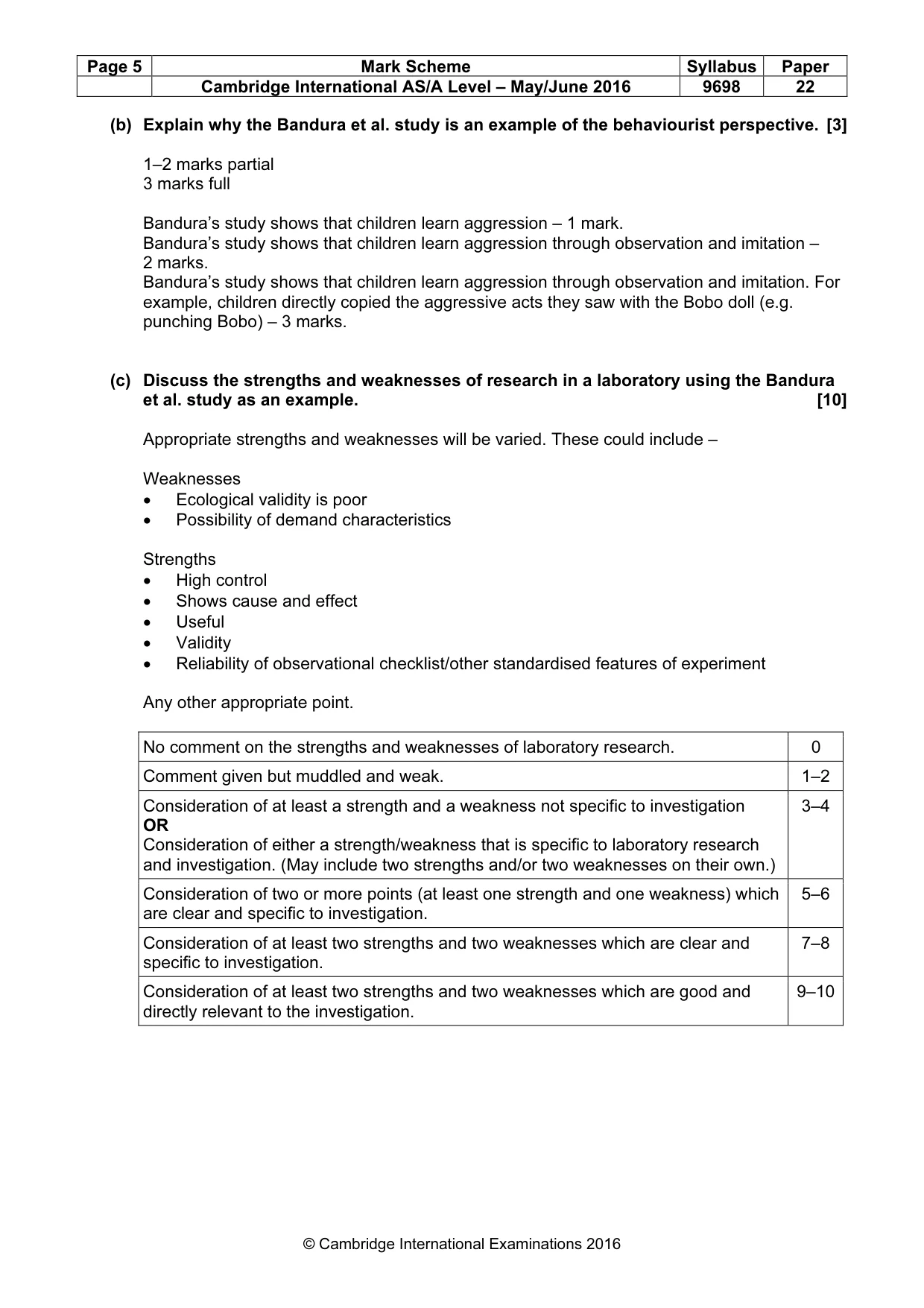 Mark scheme, page 5 of 10