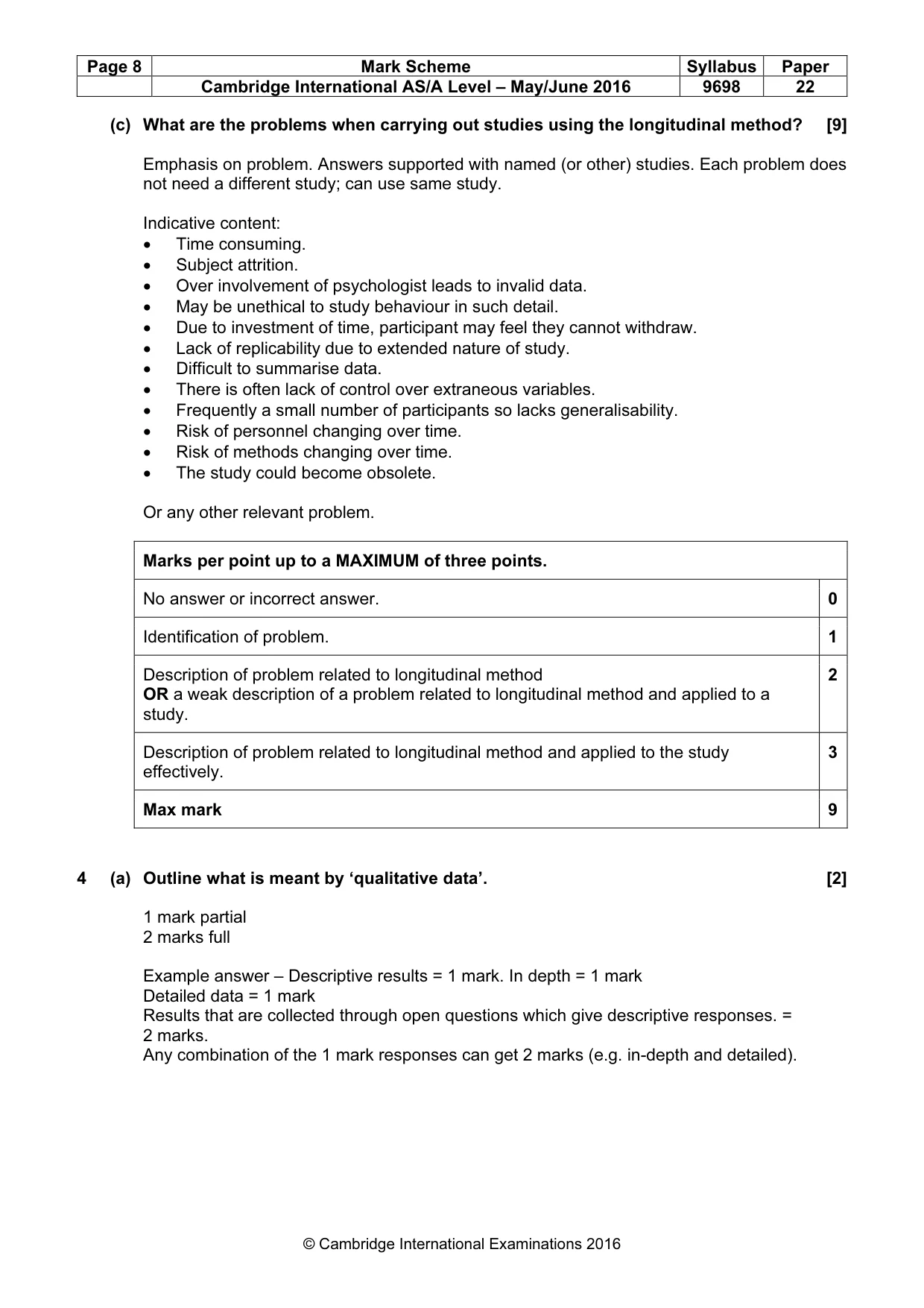 Mark scheme, page 8 of 10