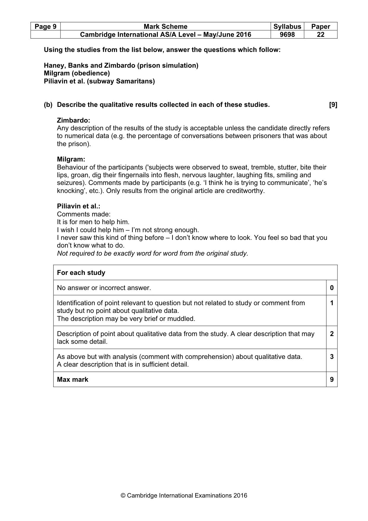 Mark scheme, page 9 of 10