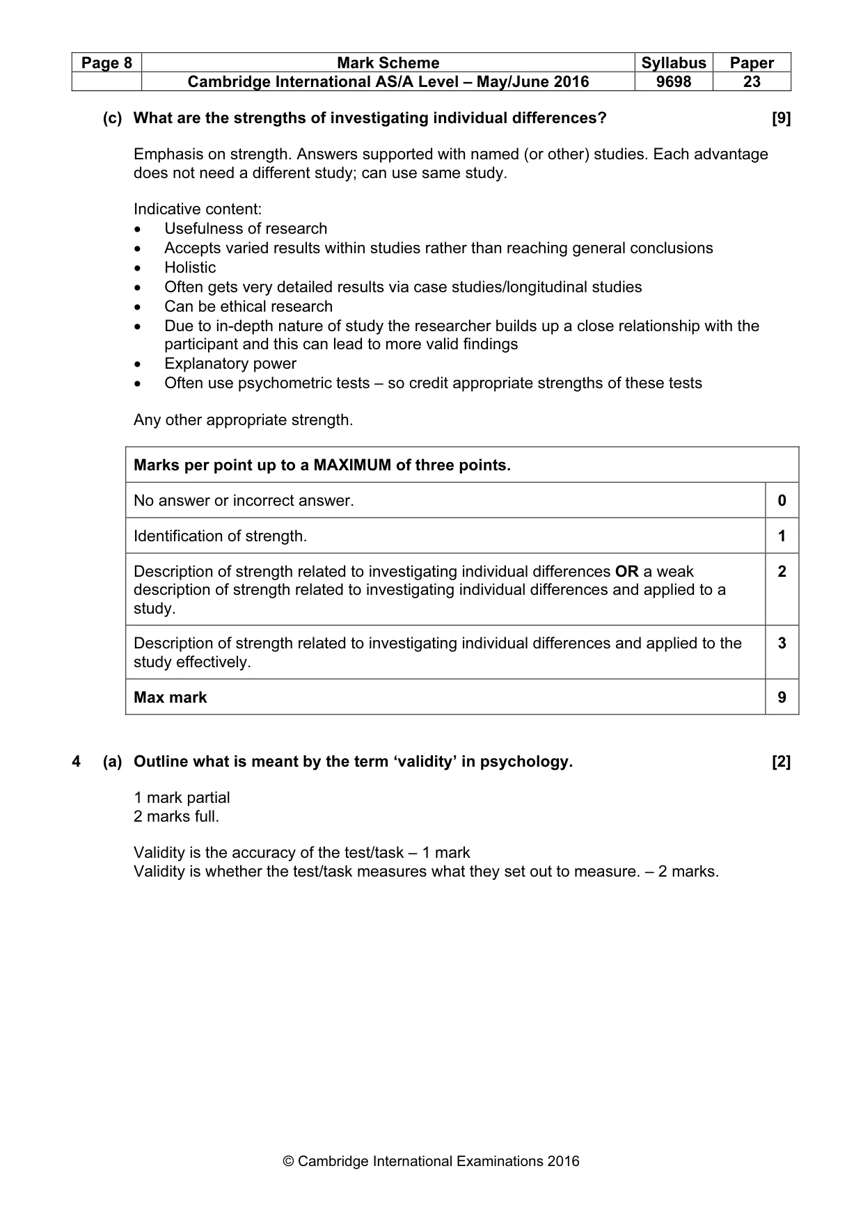 Mark scheme, page 8 of 10