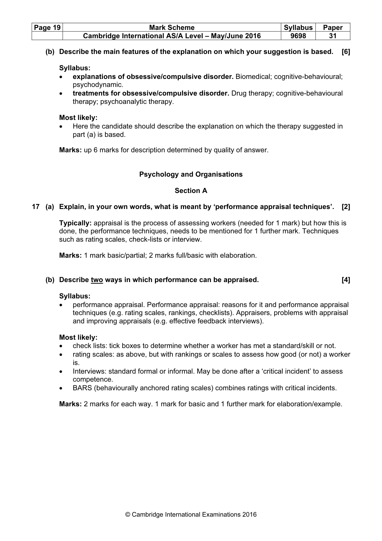 Mark scheme, page 19 of 22
