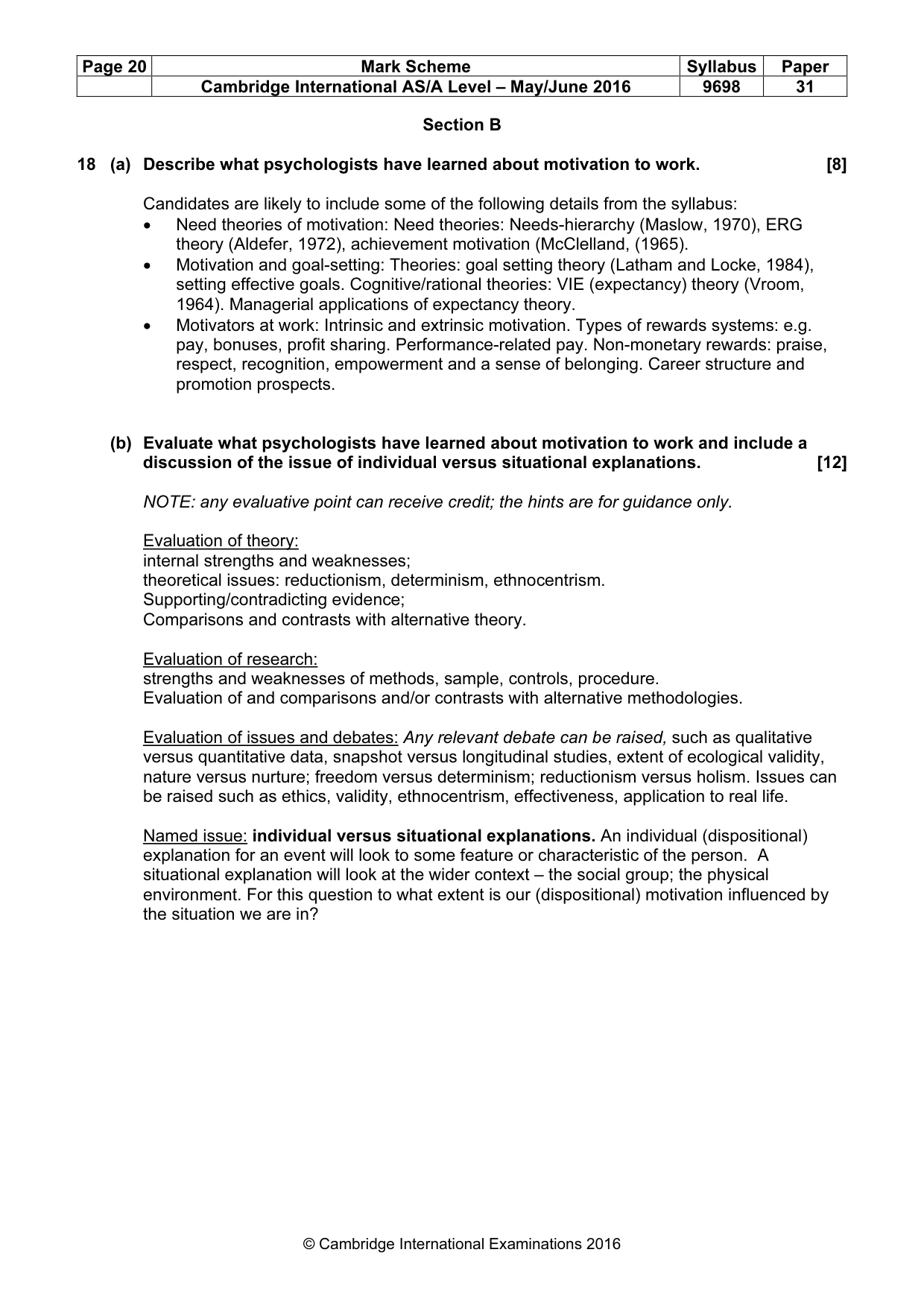 Mark scheme, page 20 of 22