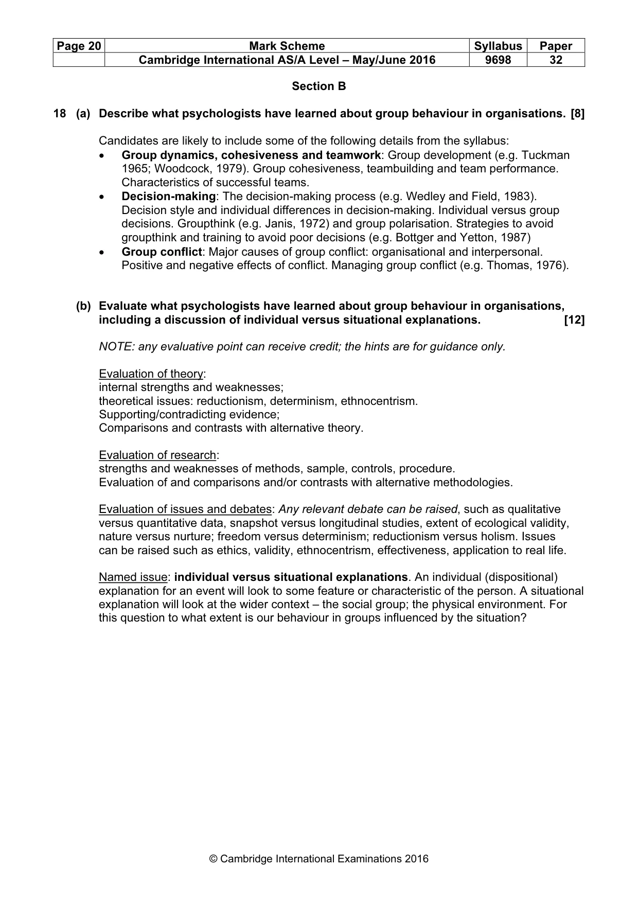 Mark scheme, page 20 of 22