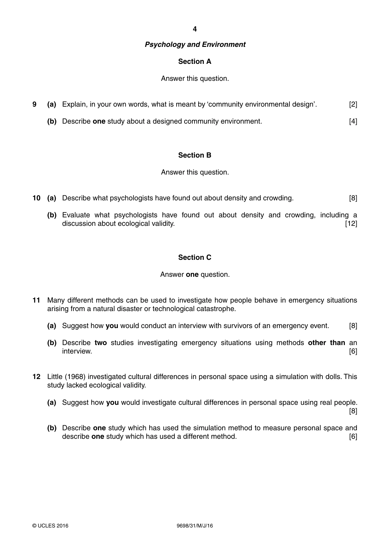 Cambridge A Level Psychology 9698 2016 May/June Paper 3 · Variant 1 question paper, page 4 of 8