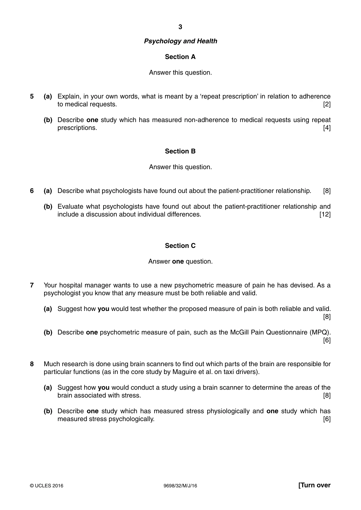 Cambridge A Level Psychology 9698 2016 May/June Paper 3 · Variant 2 question paper, page 3 of 8