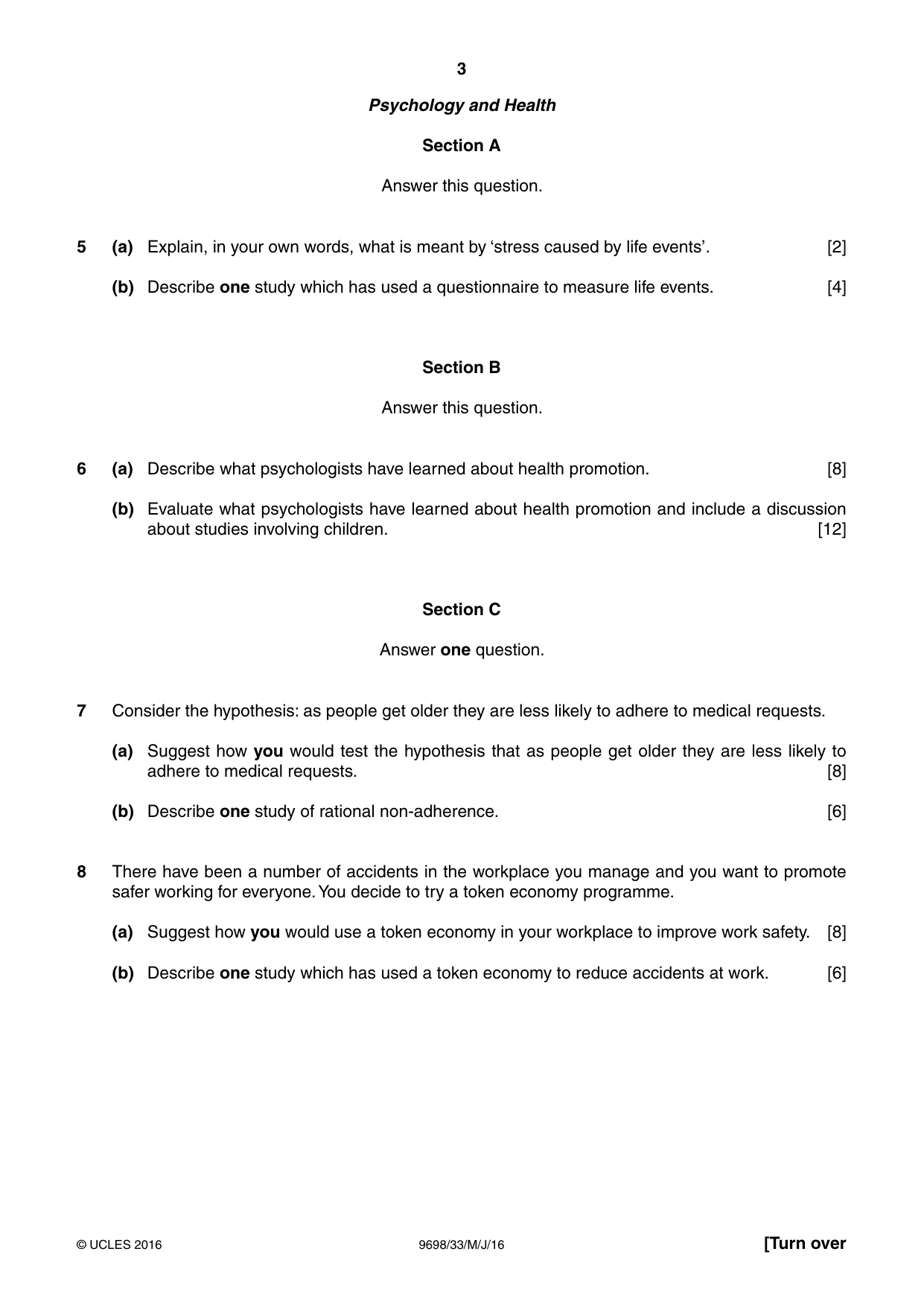 Cambridge A Level Psychology 9698 2016 May/June Paper 3 · Variant 3 question paper, page 3 of 8