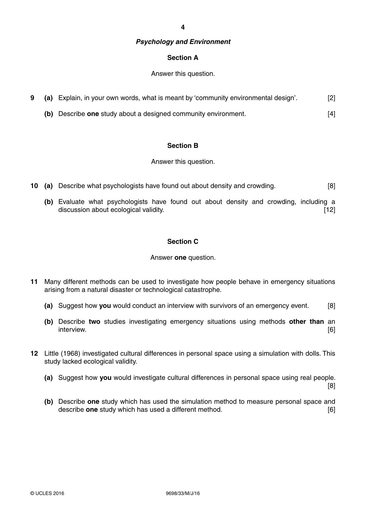 Cambridge A Level Psychology 9698 2016 May/June Paper 3 · Variant 3 question paper, page 4 of 8