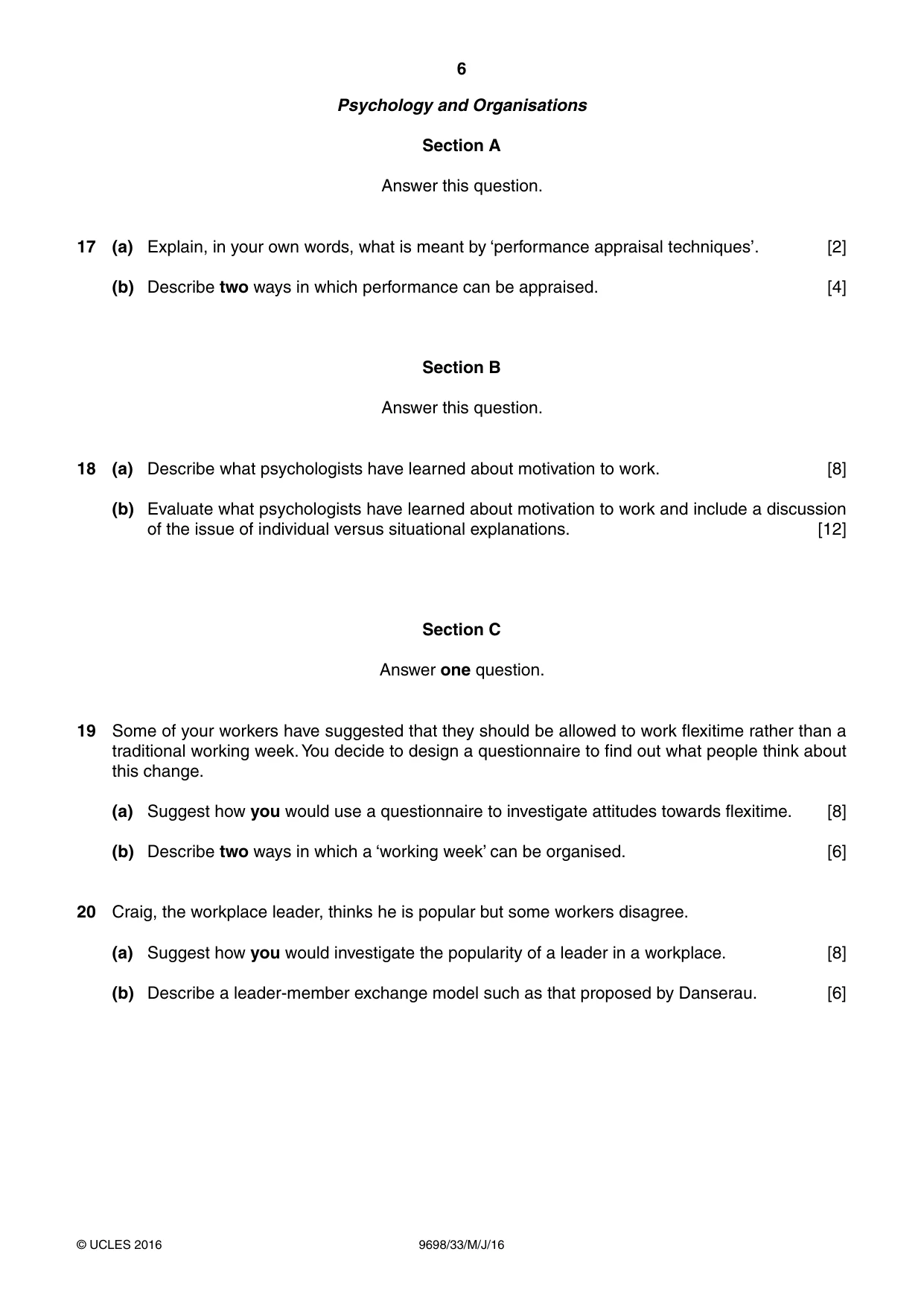 Cambridge A Level Psychology 9698 2016 May/June Paper 3 · Variant 3 question paper, page 6 of 8