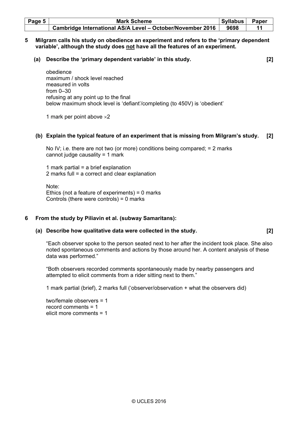 Mark scheme, page 5 of 15