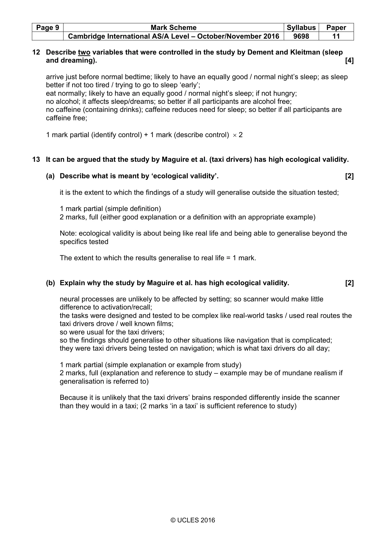 Mark scheme, page 9 of 15