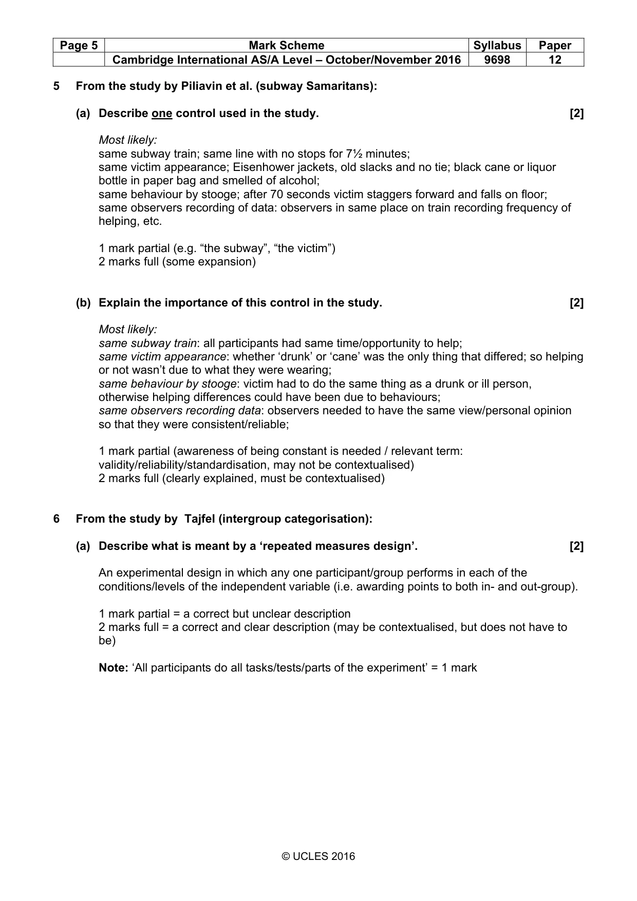 Mark scheme, page 5 of 14