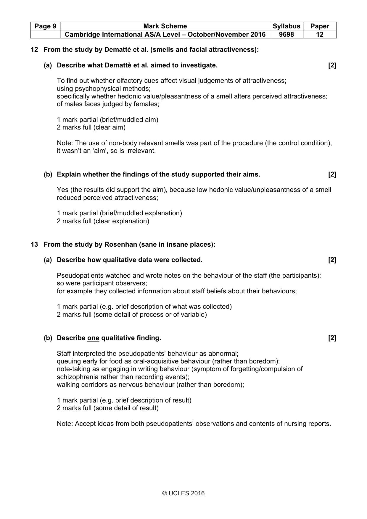 Mark scheme, page 9 of 14