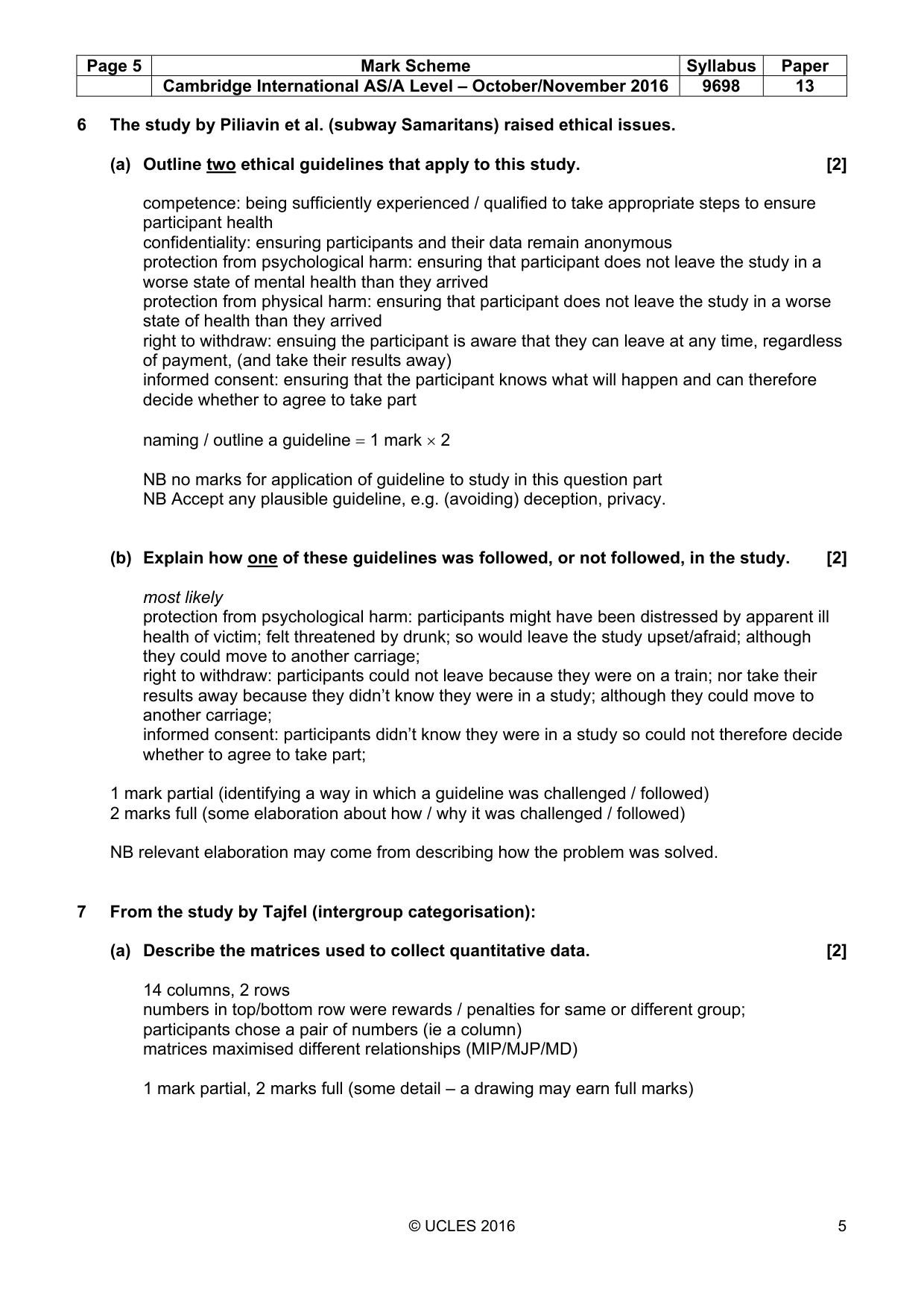 Mark scheme, page 5 of 14