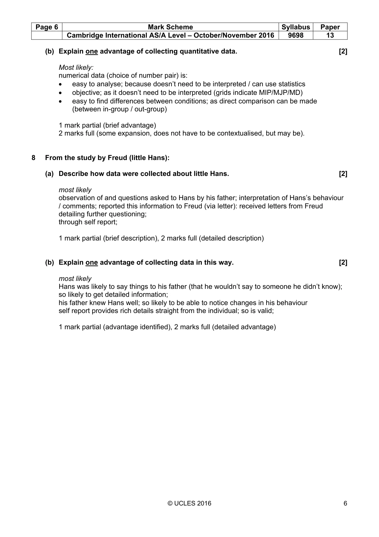 Mark scheme, page 6 of 14