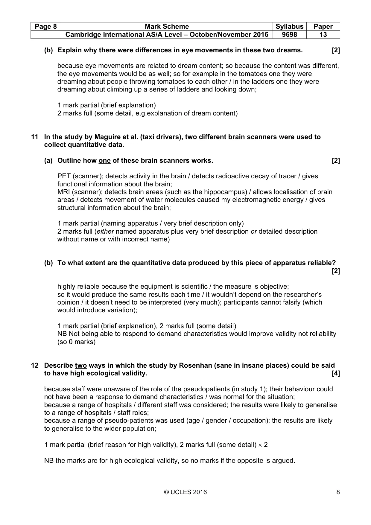Mark scheme, page 8 of 14