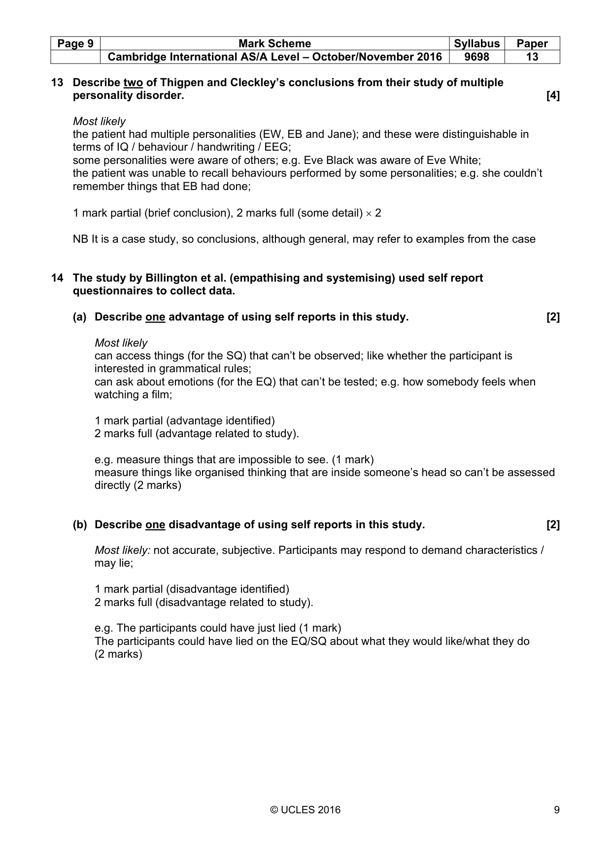 Mark scheme, page 9 of 14