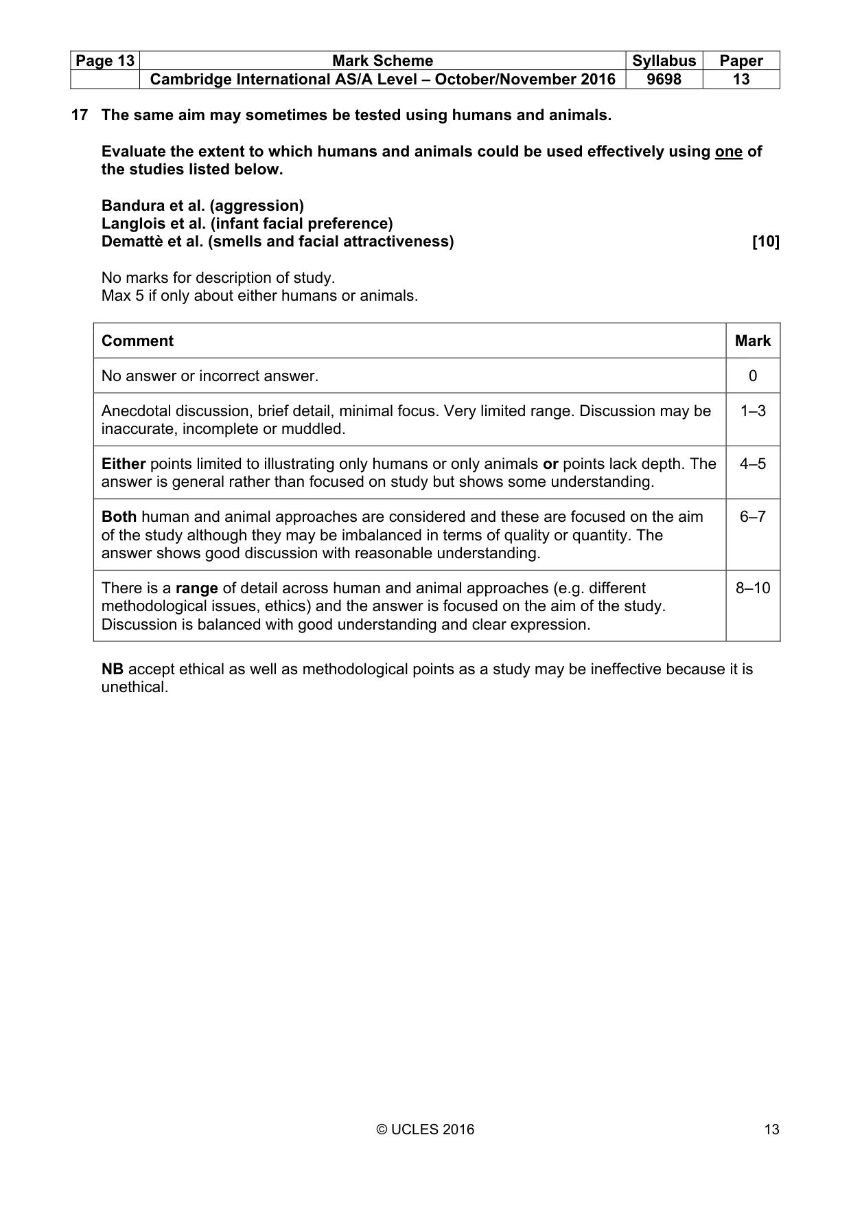 Mark scheme, page 13 of 14